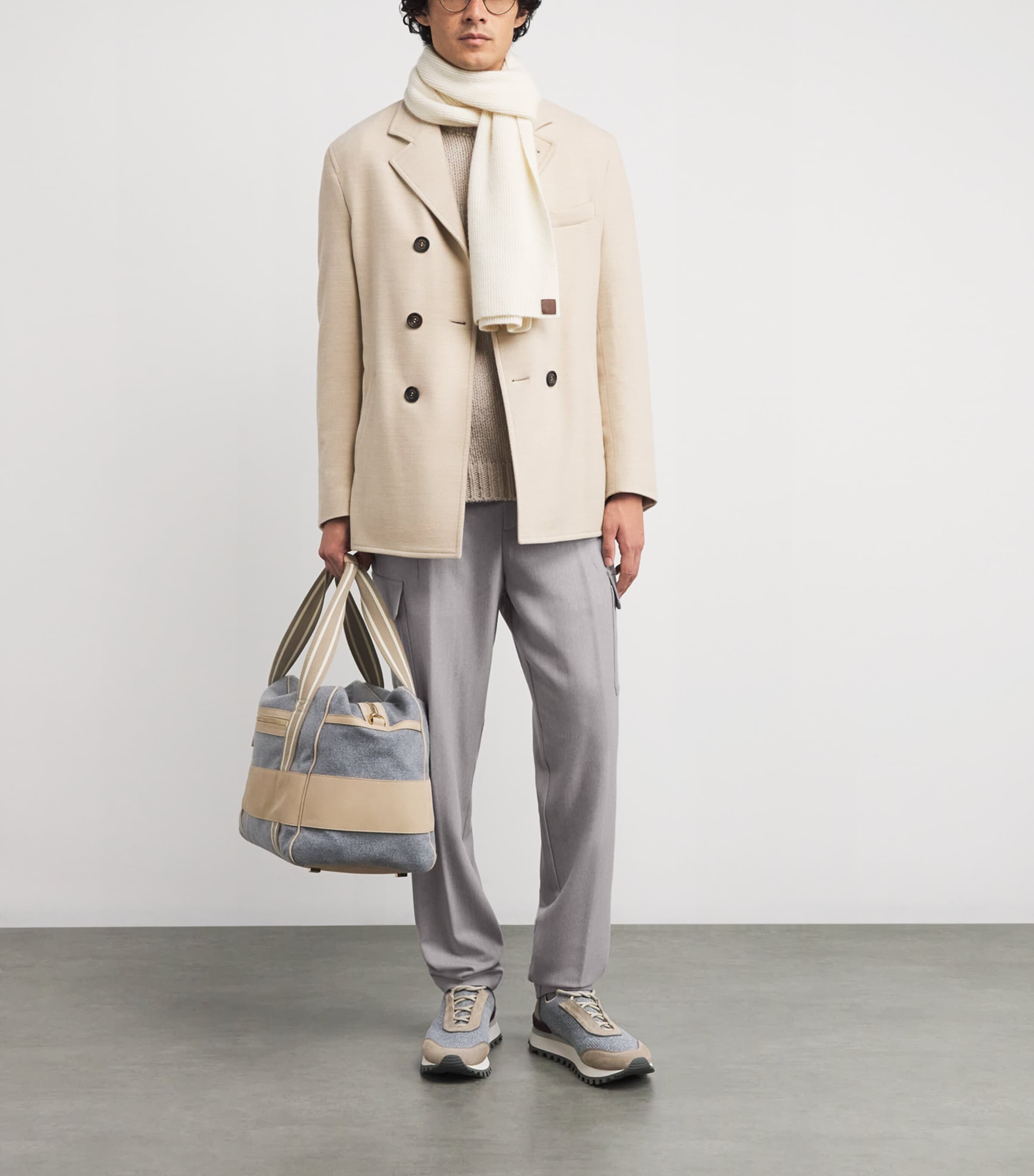 Stretch-Wool Cargo Trousers GRIGIO CHIARO MELANG Image 2