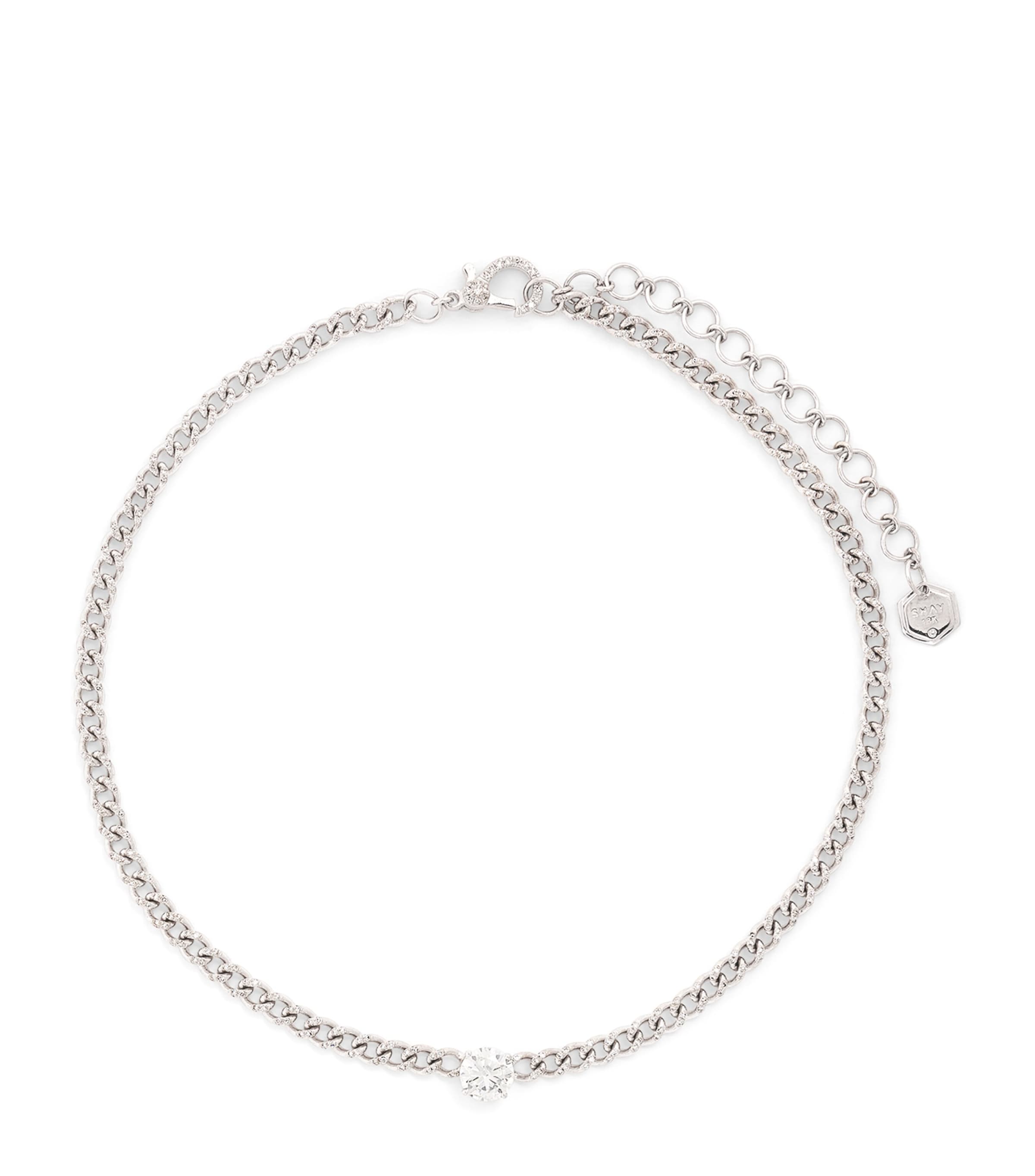 Shay White Gold And Diamond Baby Link Choker Necklace In White