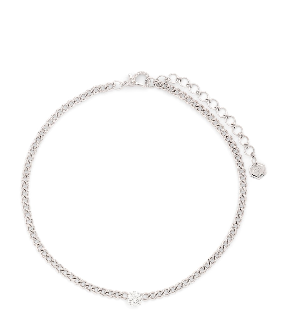 White Gold and Diamond Baby Link Choker Necklace WHITE GOLD Image 1