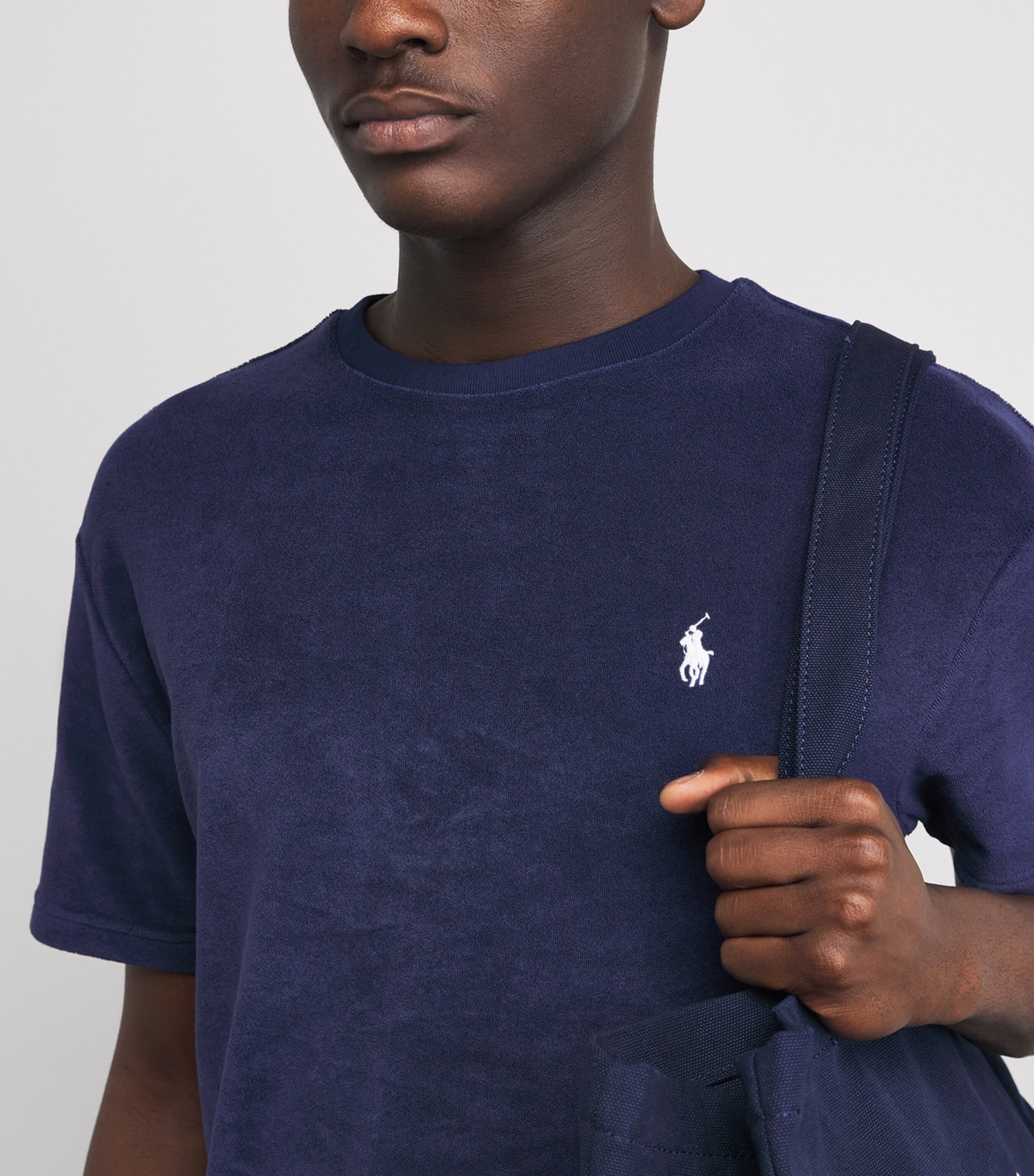 Polo Ralph Lauren Mens Cotton-Blend Terry Cloth T-Shirt Newport Navy Image 3
