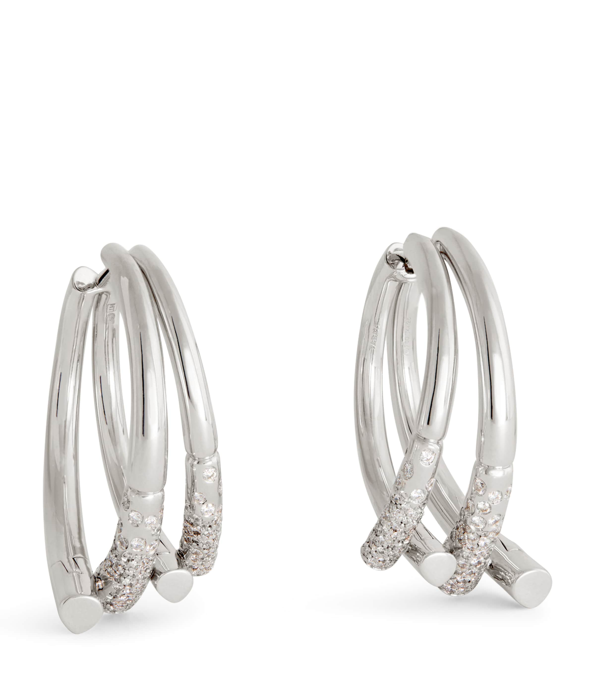 Tabayer White Gold And Diamond Oera Hoop Earrings In Gray