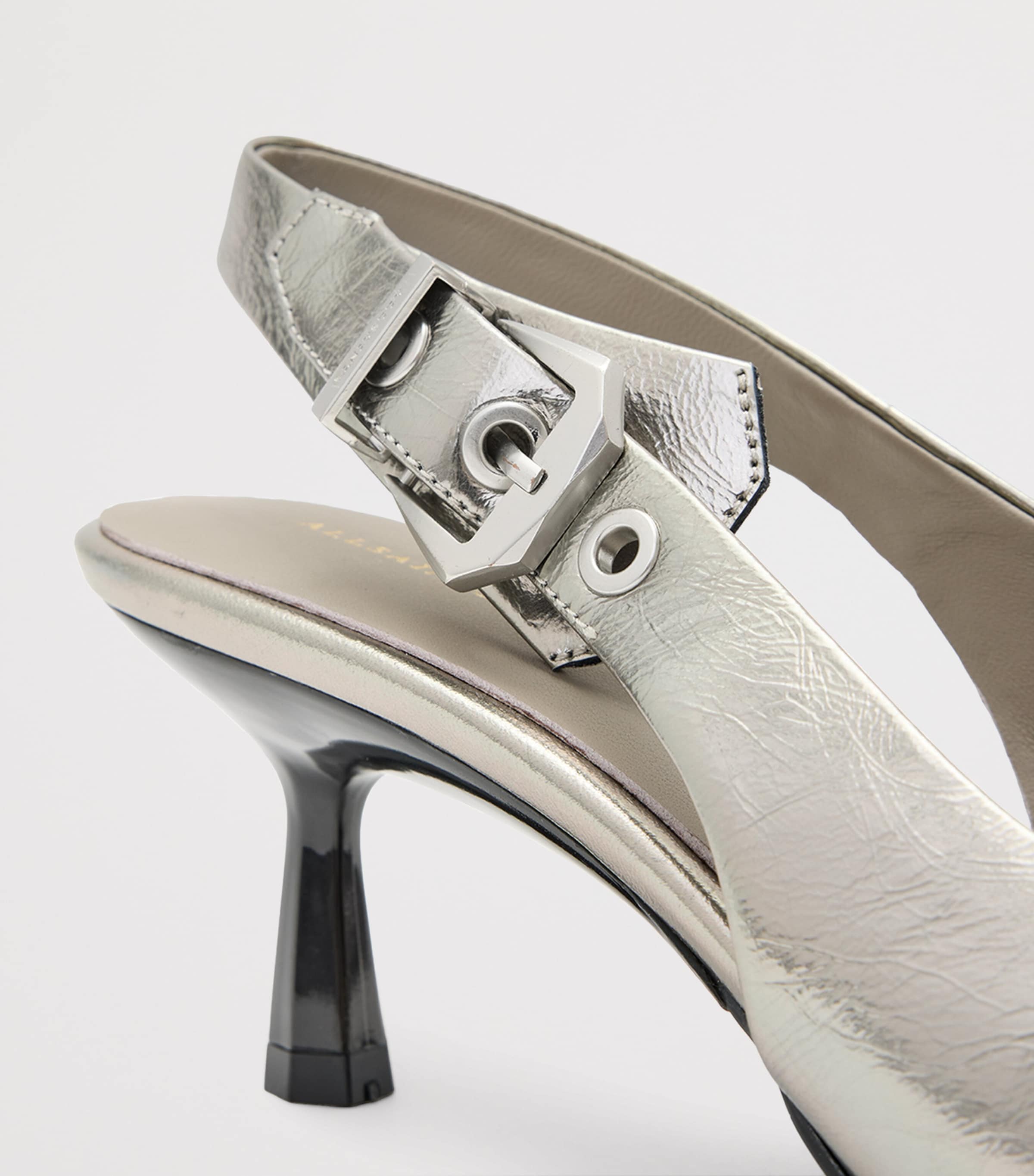 Leather Idyia Slingback Pumps 20 GUNMETAL GREY Image 3
