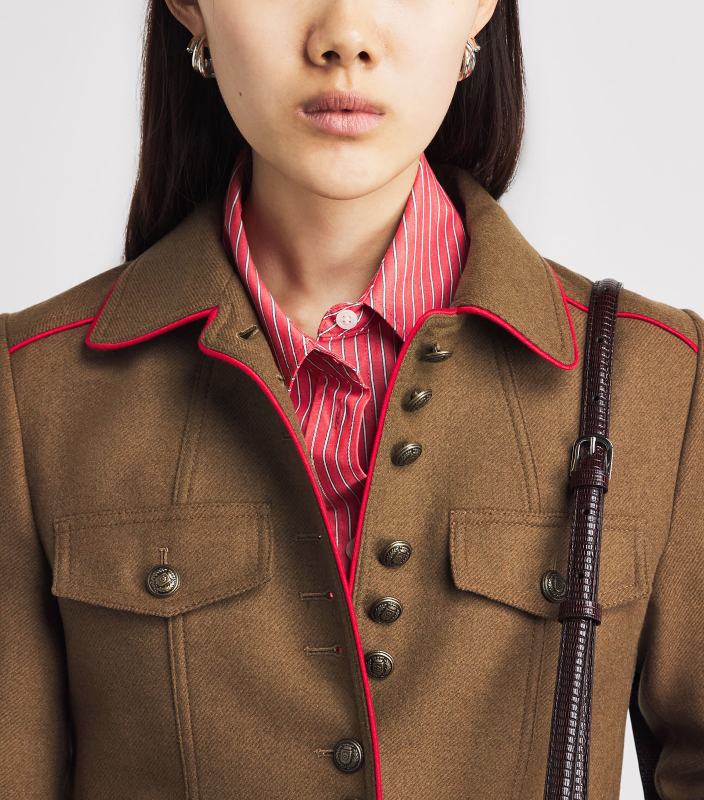 ME+EM Womens Wool-Blend Utility Blazer Golden Olive Image 3
