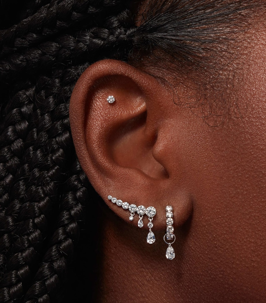 White Gold Invisible Set Large Diamond Eternity Hoop Earring (8mm) WHITE GOLD Image 4