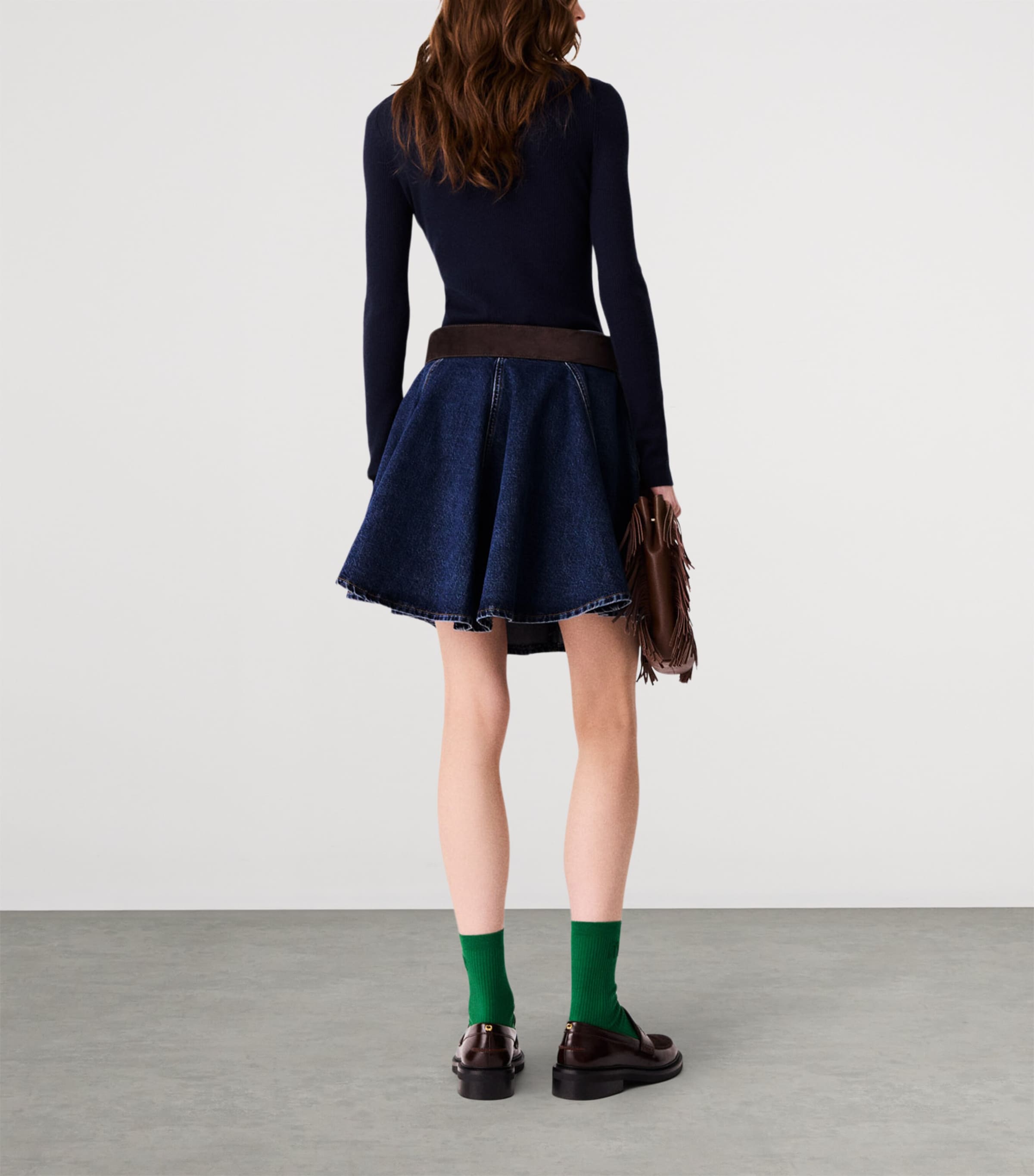 Maje Womens Wool-Silk Rollneck Sweater Navy Image 4