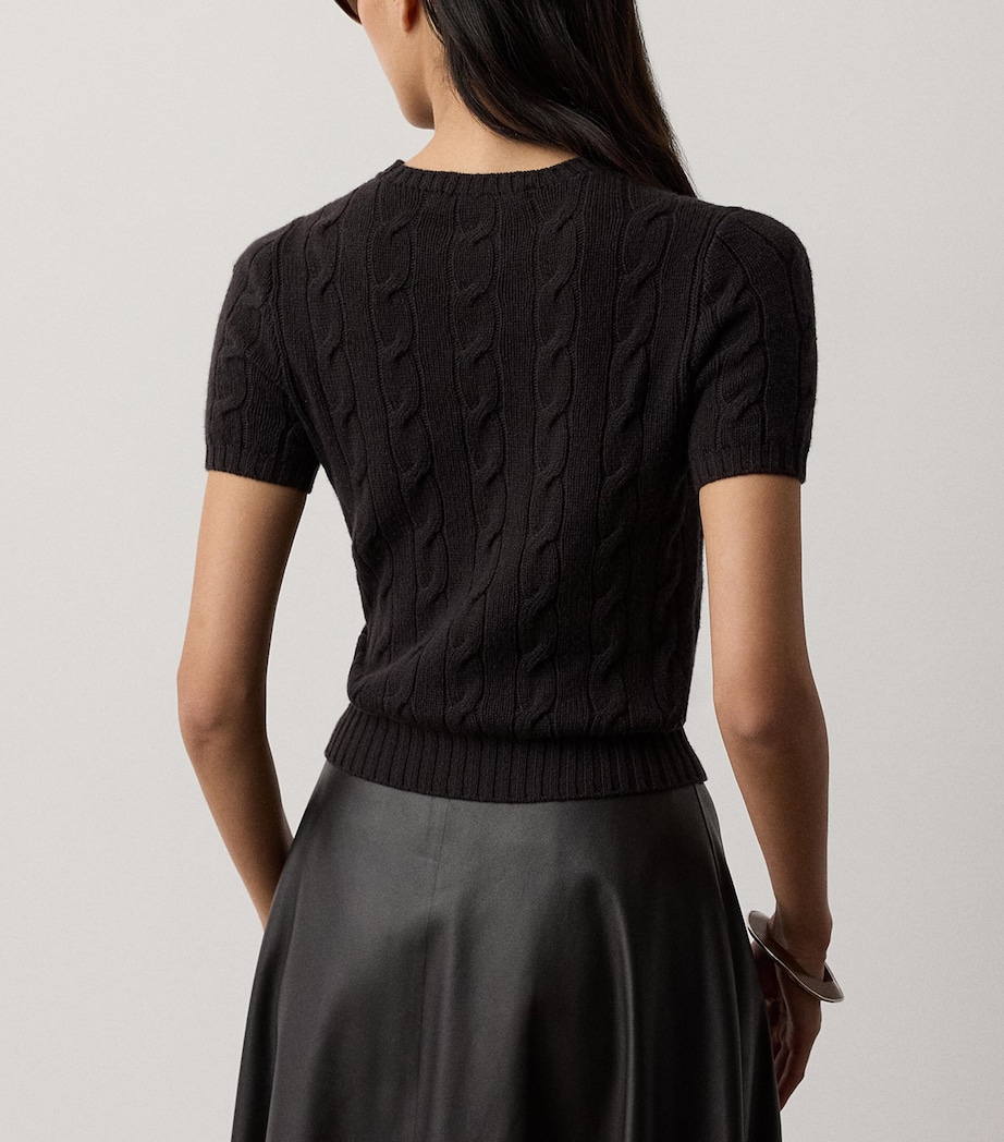 Ralph Lauren Collection Womens Cashmere Cable-Knit Cropped Sweater Espresso Image 3