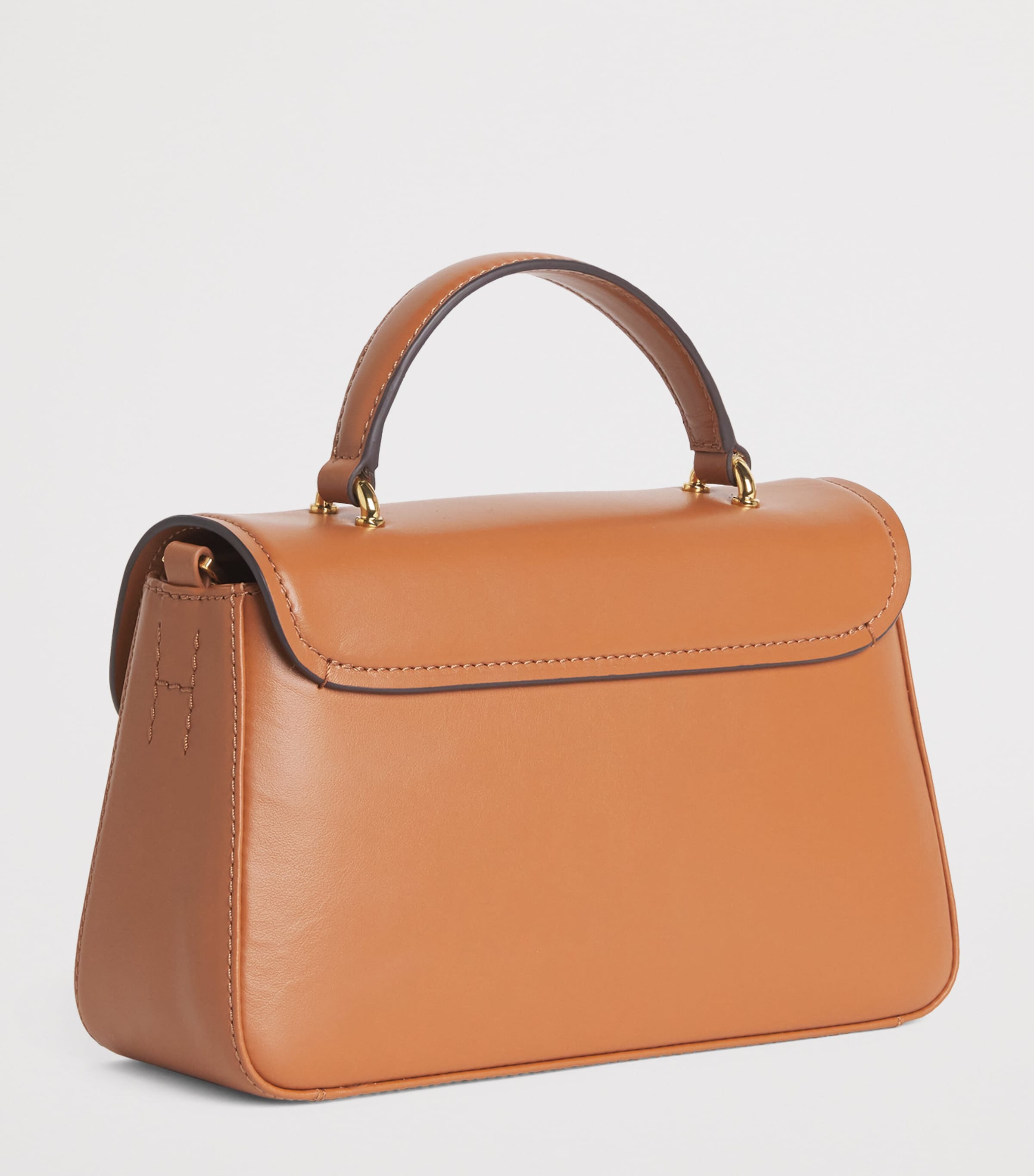 Harrods Leather Snaffle Top-Handle Bag Tan Image 3