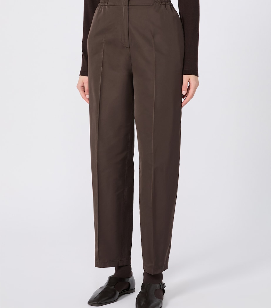 Max Mara Womens Satin Straight Tailored Trousers Dark Brown Image 3