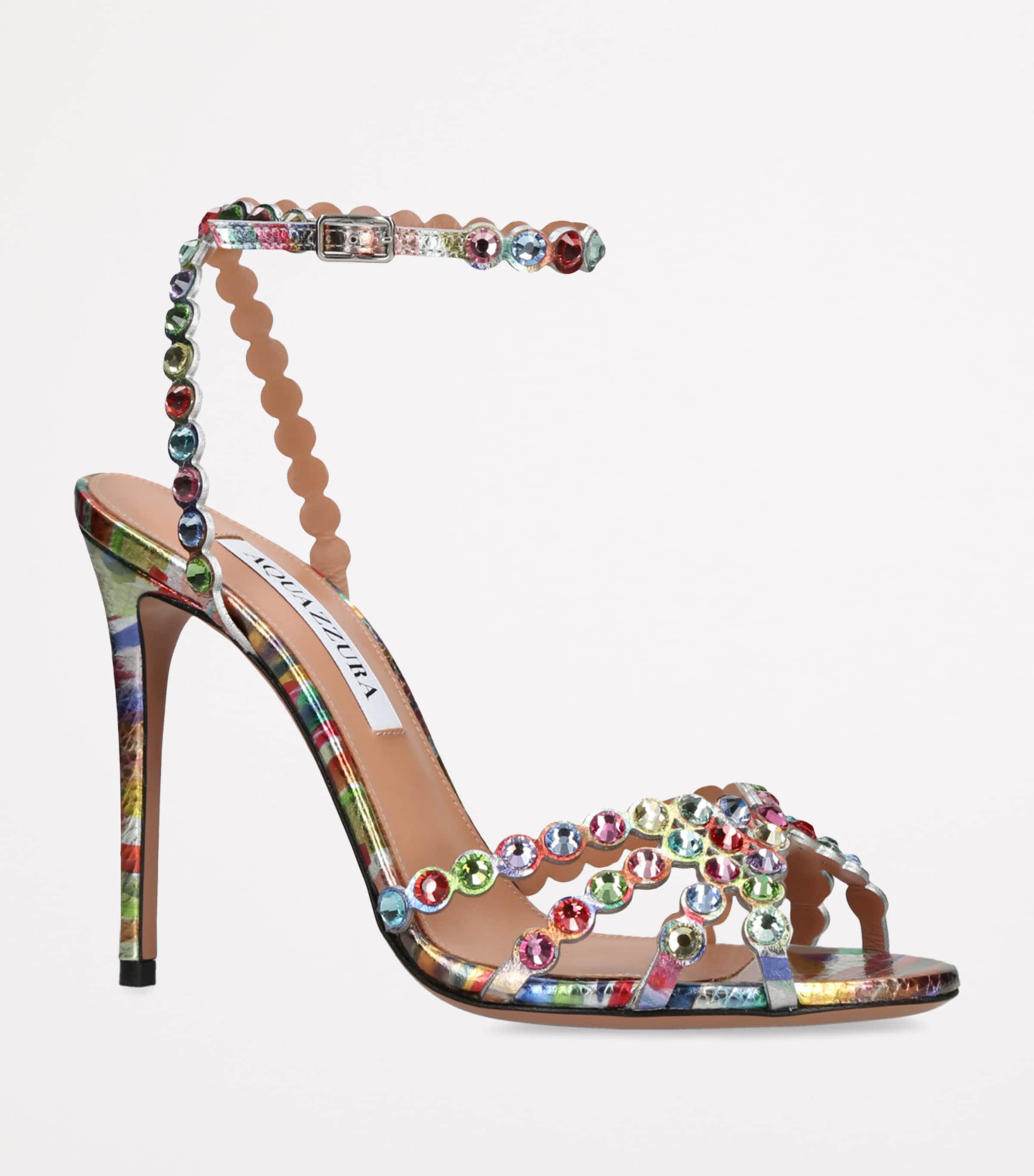 Aquazzura Rainbow Heels Aquazzura Leather Embellished Tequila
