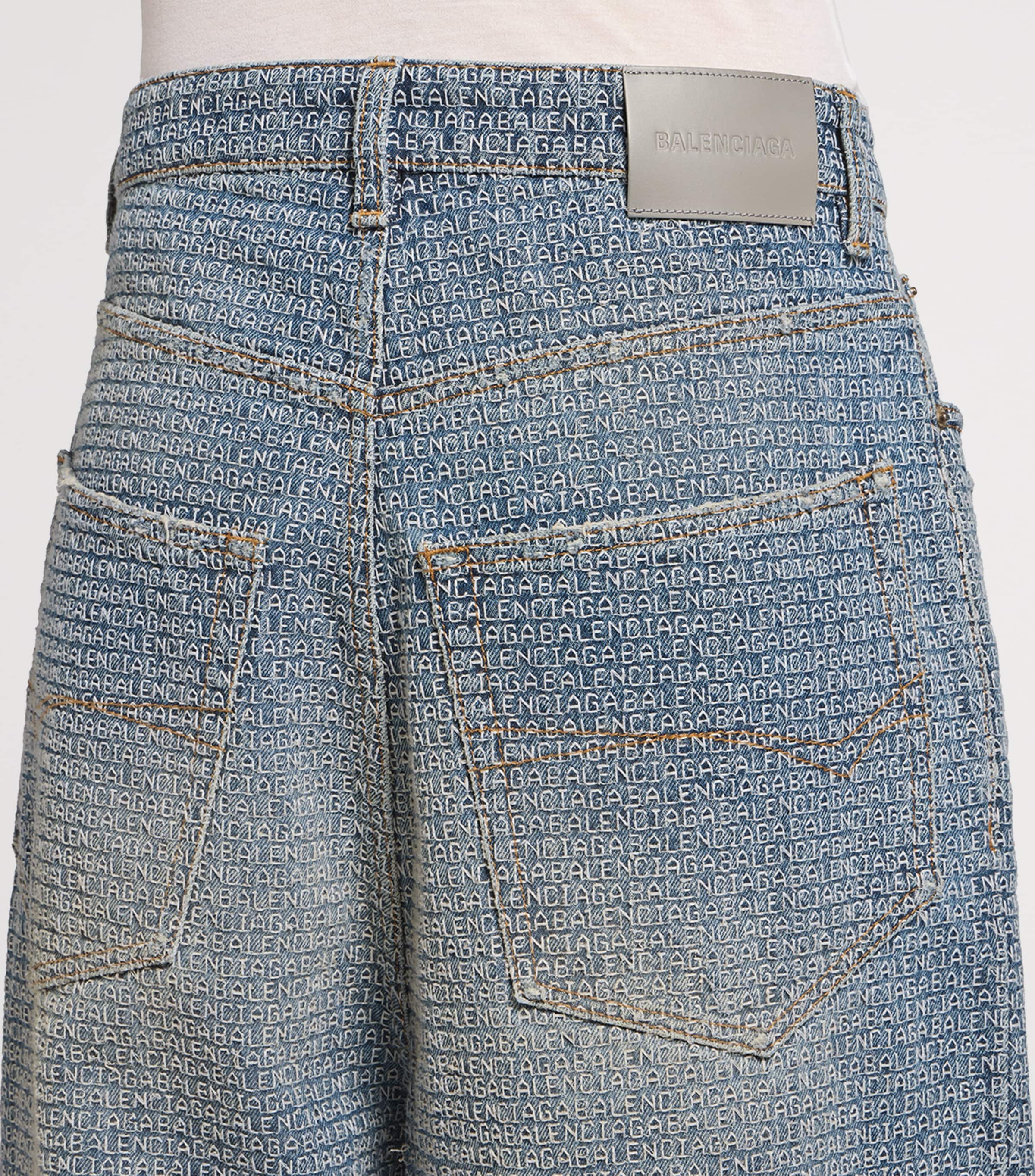 Balenciaga Mens Embroidered Logo Baggy-Fit Jeans Image 6