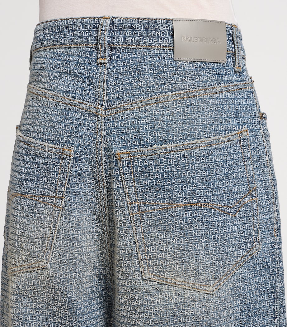 Balenciaga Mens Embroidered Logo Baggy-Fit Jeans Image 6