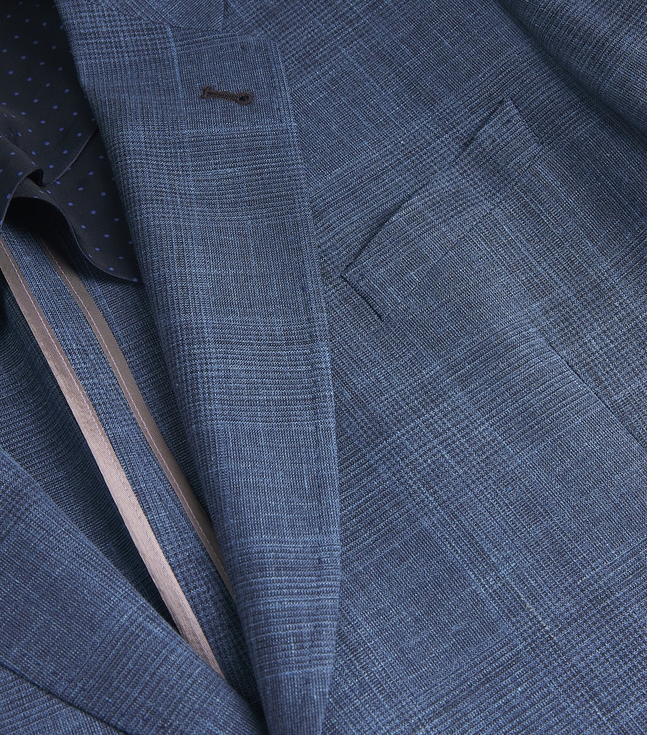 Wool-Silk-Linen Check Suit Jacket 41_BLUE Image 5