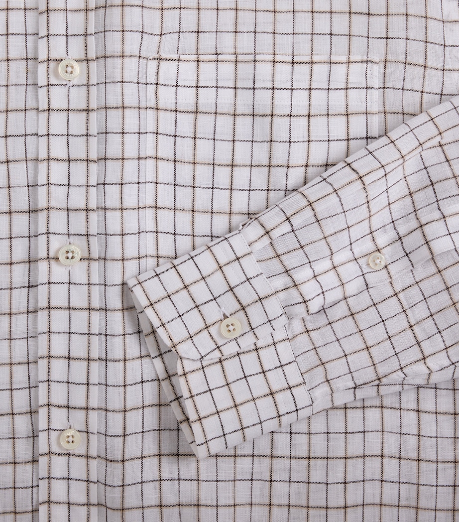 Dunhill Mens Linen Tattersall Check Shirt Image 5