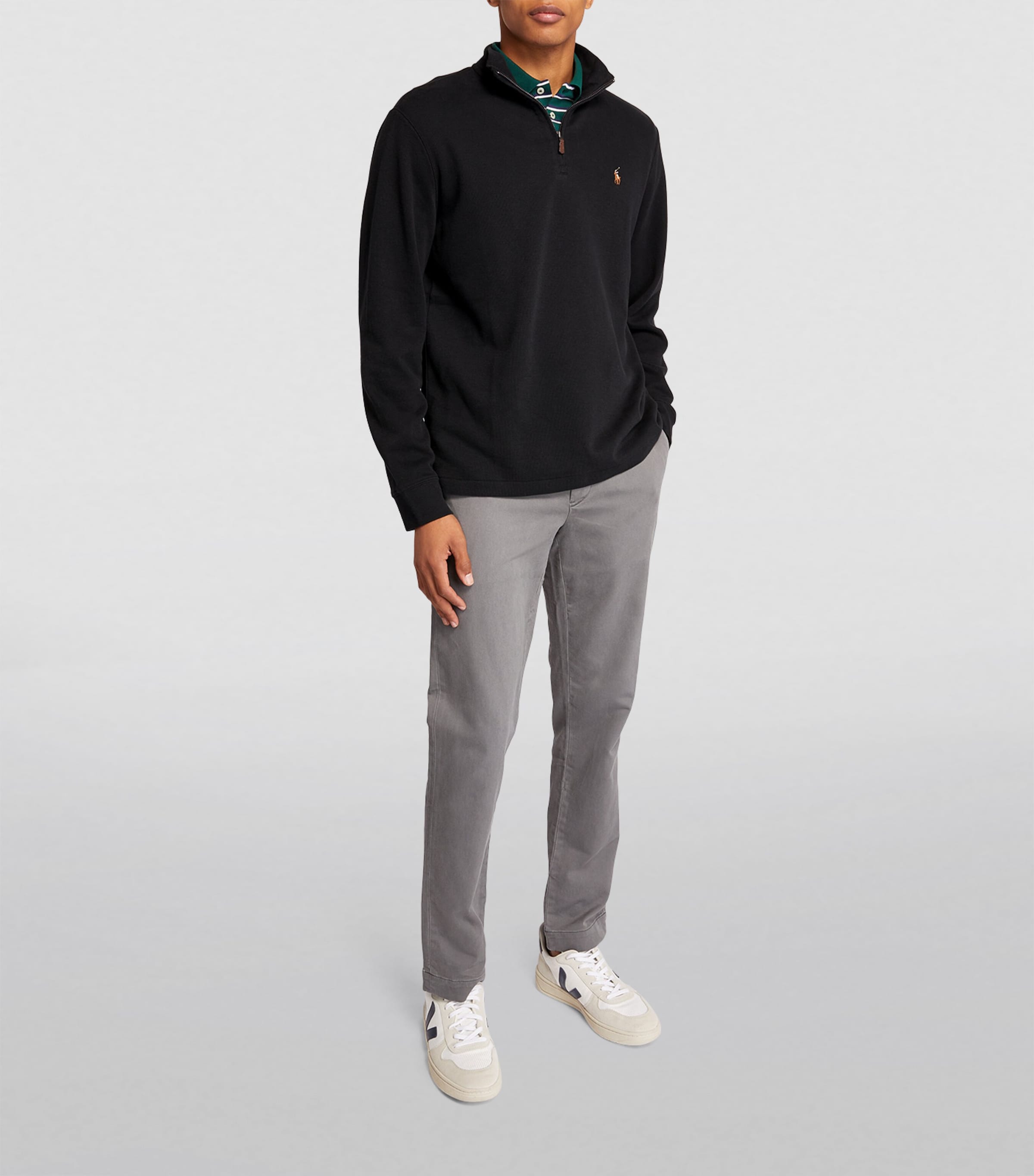 Cotton Quarter-Zip Sweater POLO BLACK Image 2