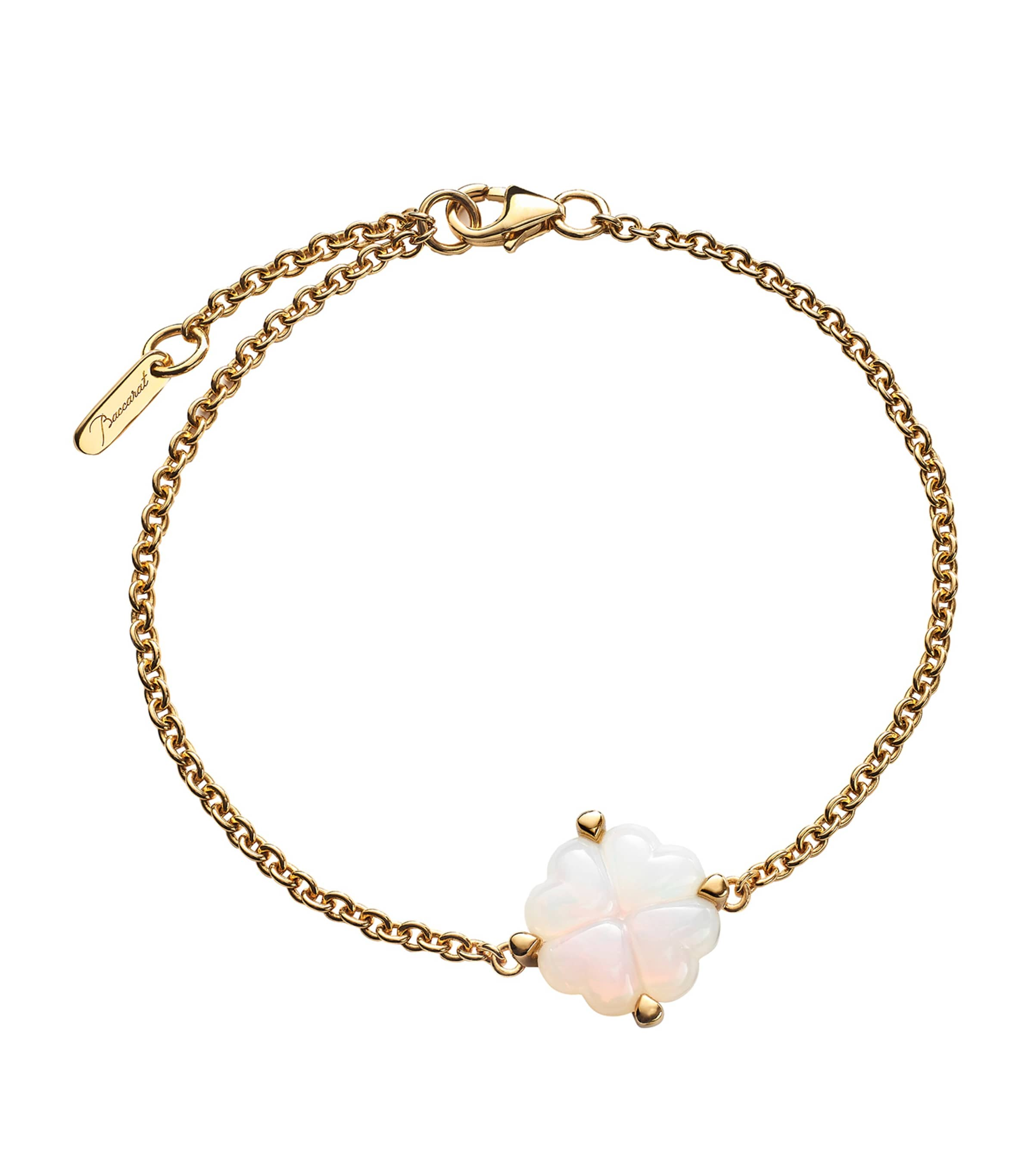 Baccarat Gold Vermeil And Crystal Trèfle Chain Bracelet