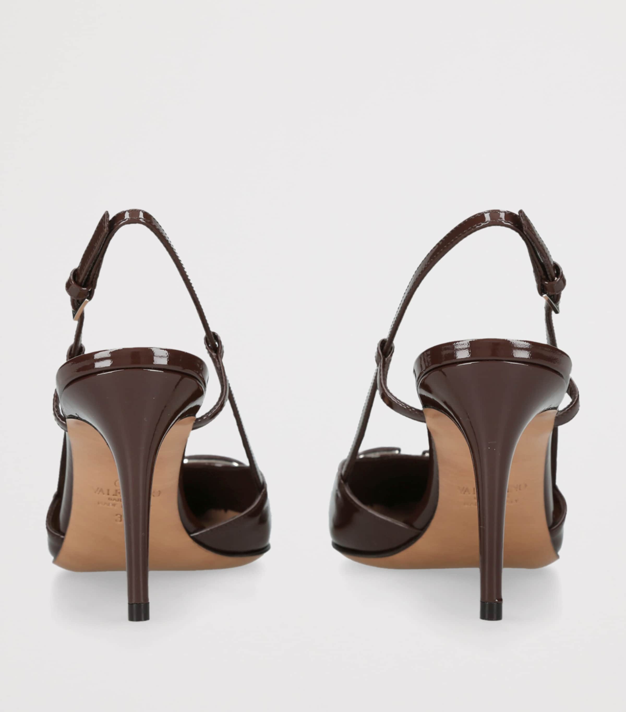 Patent Leather VLogo Slingback Pumps 80 BROWN Image 2