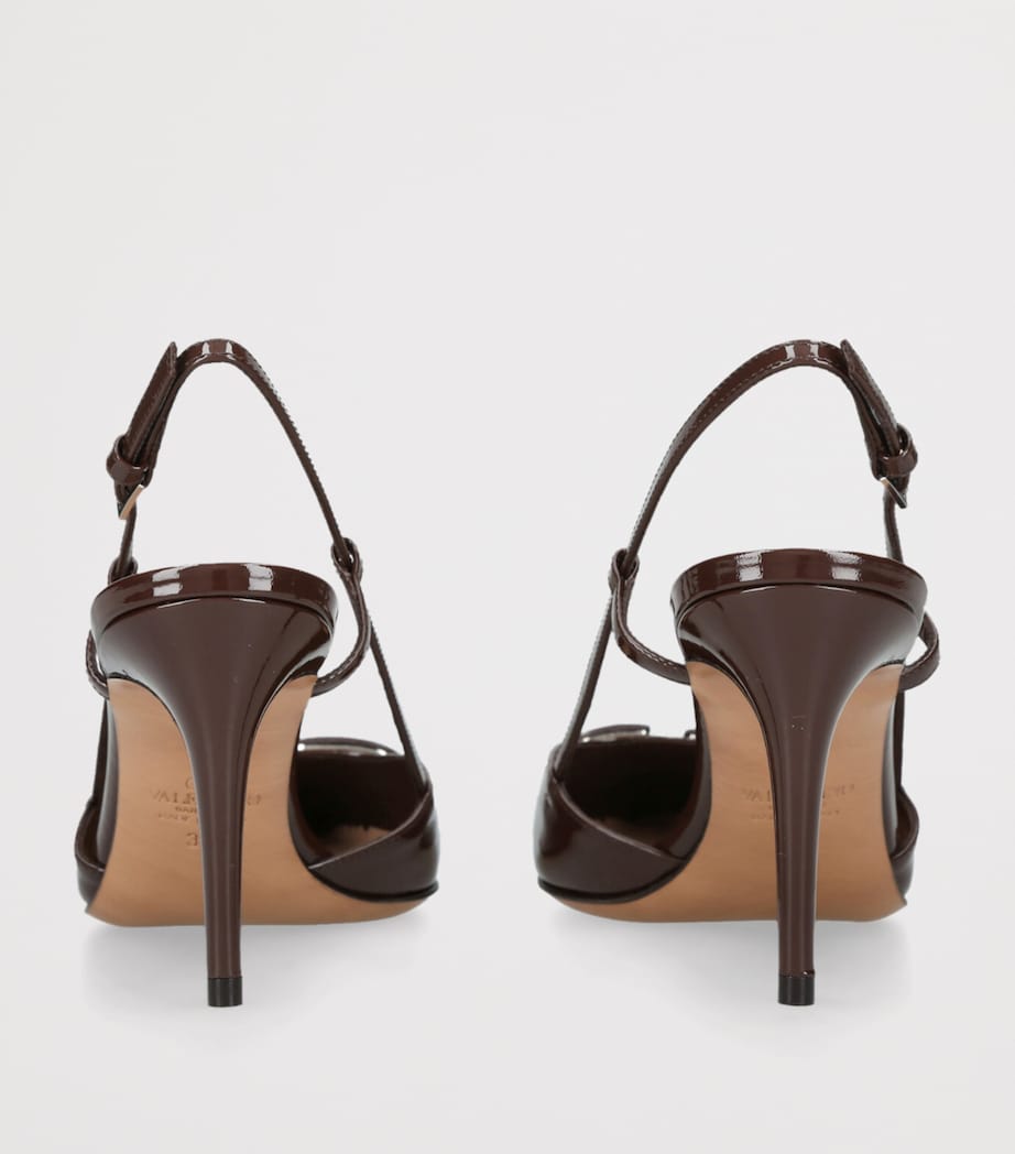 Patent Leather VLogo Slingback Pumps 80 BROWN Image 2