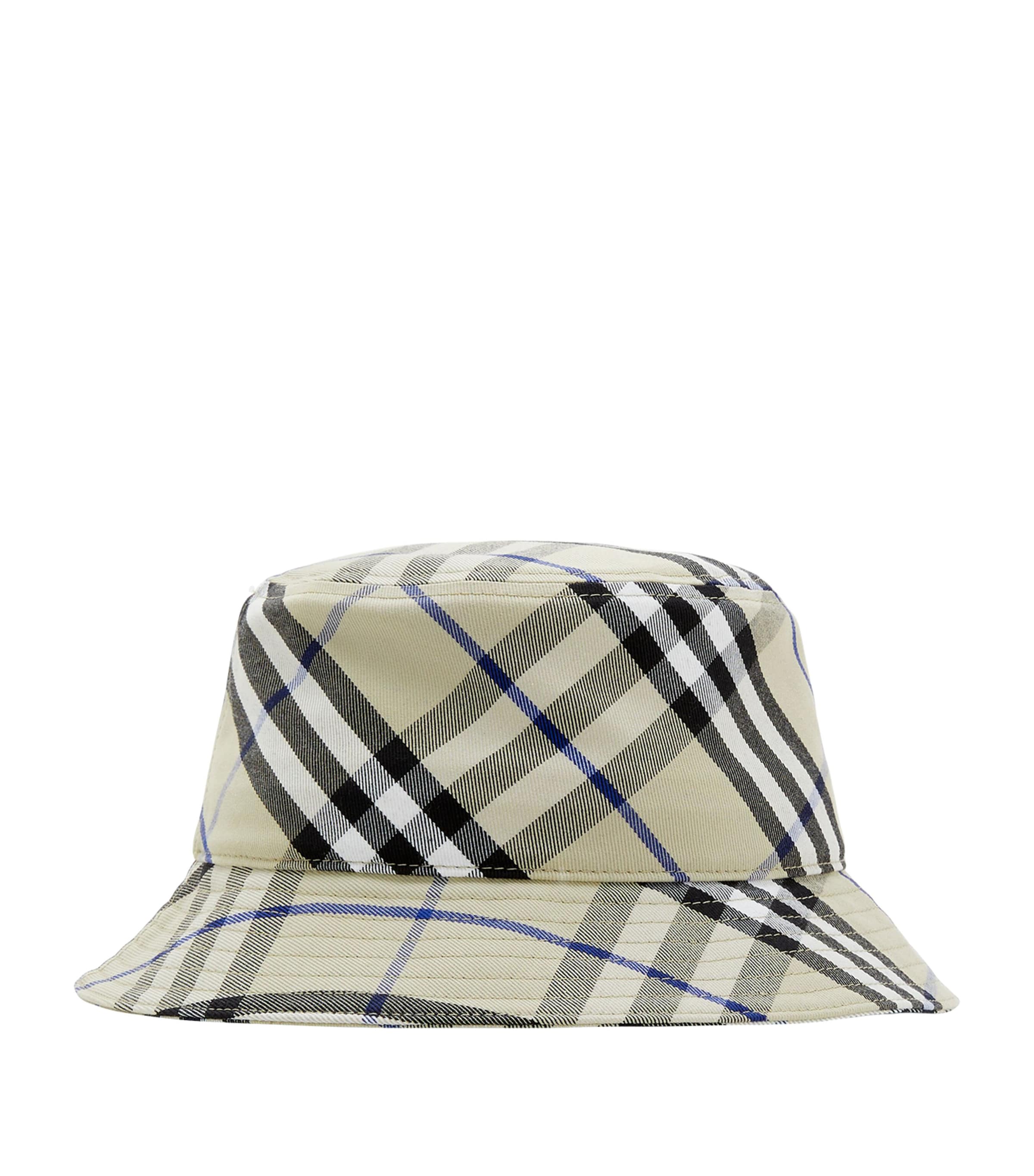 Burberry Check Ekd Cotton Blend Bucket Hat In Beige