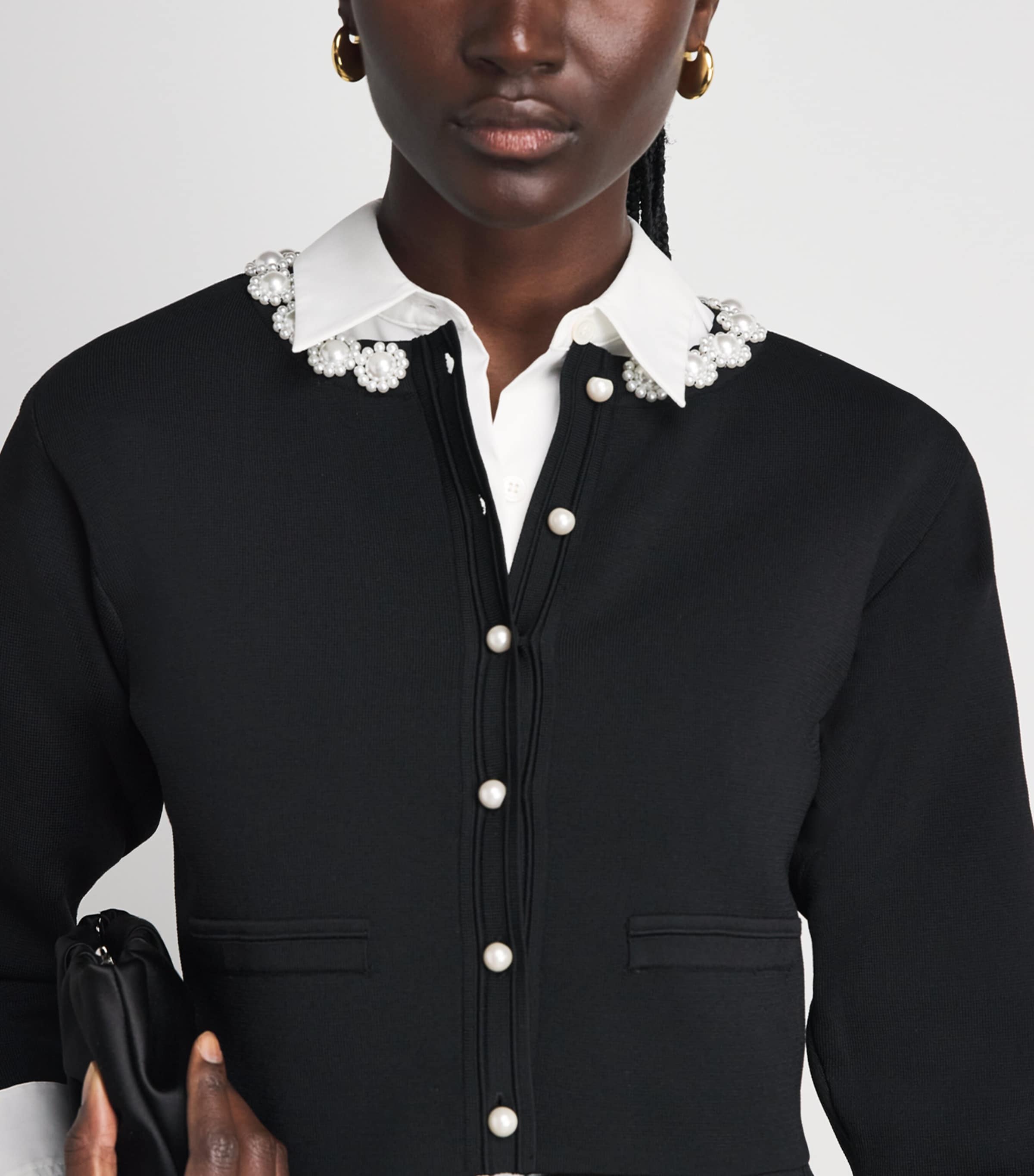 Sandro Paris Womens Embellished Cardigan Black Image 3