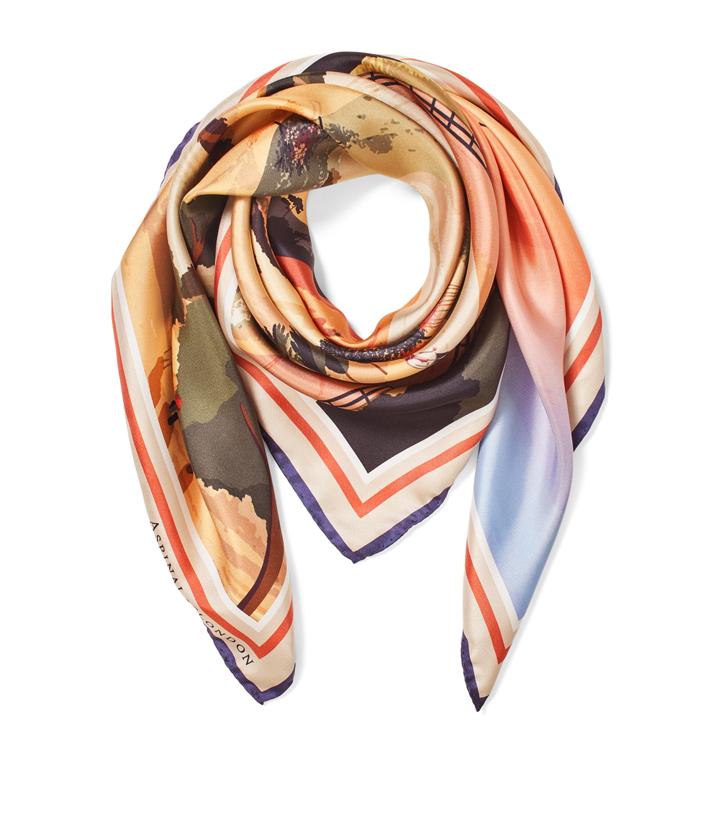 Silk Printed Scarf ORANGE Image 3