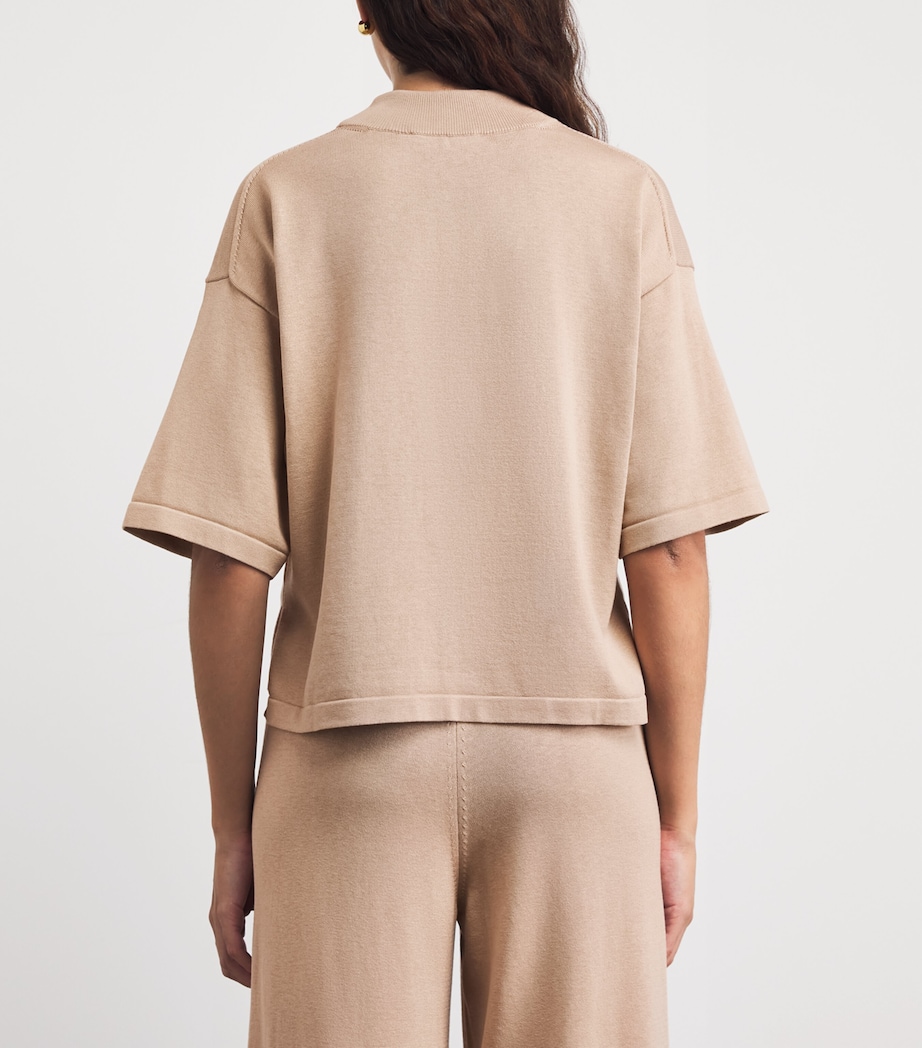Falke Womens Silk-Cotton Mock-Neck Top Camel Image 5