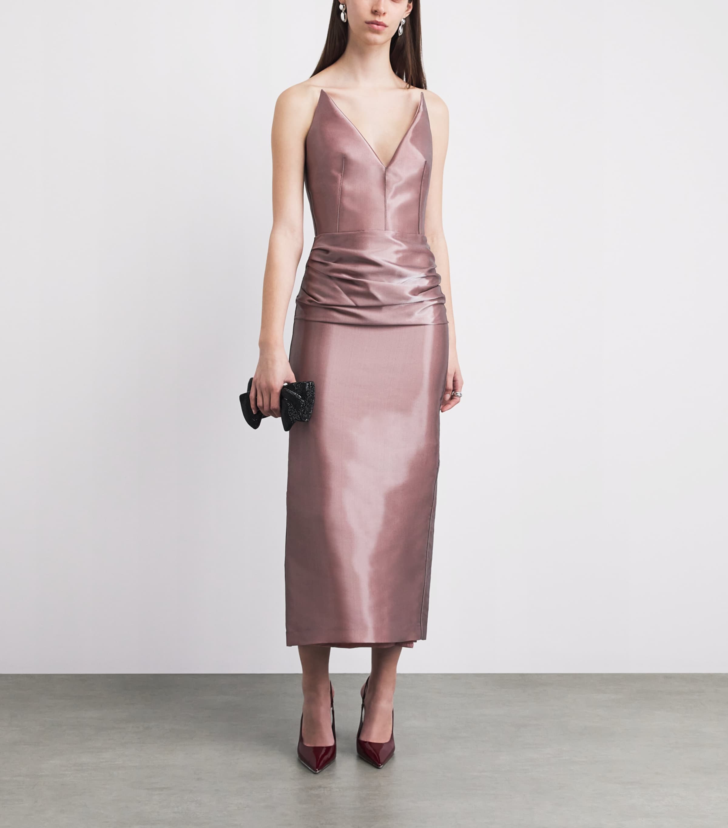 Maticevski Womens Satin Saucy Minx Midi Dress Smoke Pink Image 2