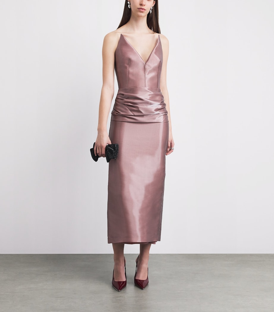 Maticevski Womens Satin Saucy Minx Midi Dress Smoke Pink Image 2