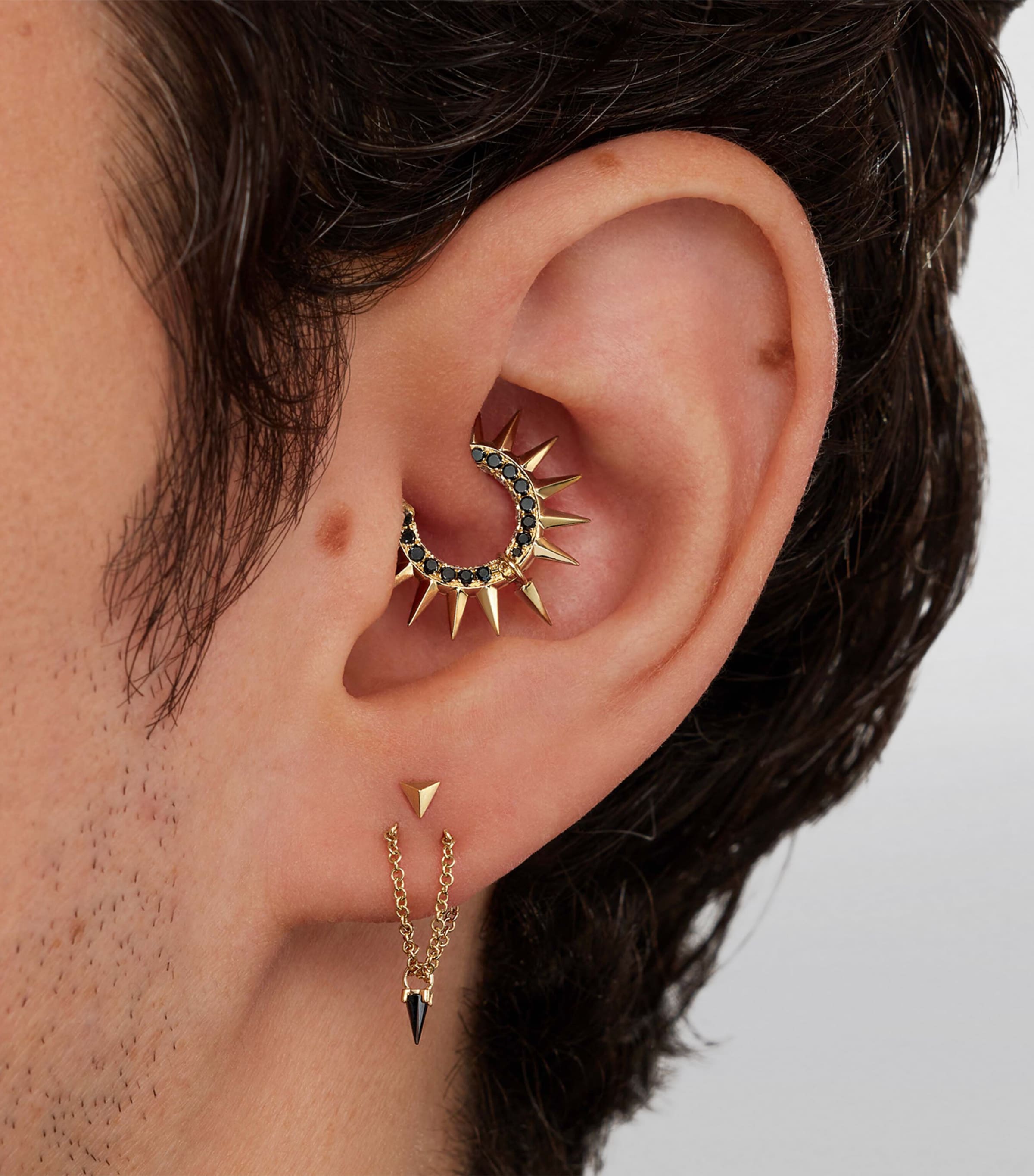 Rose Gold Faceted Triangle Threaded Stud Earring (3.5mm) ROSE GOLD Image 2