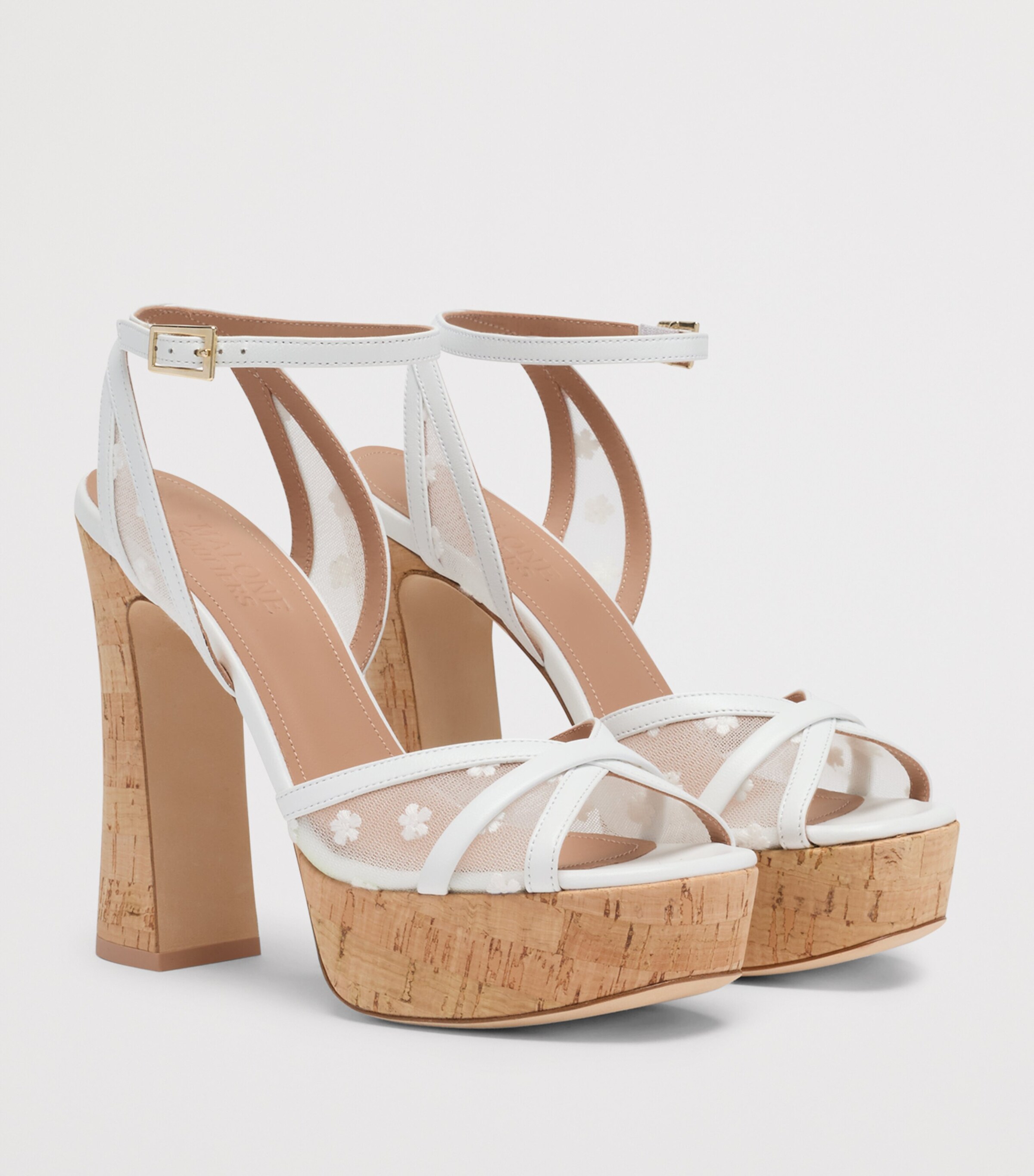 Malone Souliers Mesh Sylvie Platform Sandals 125 White Image 3