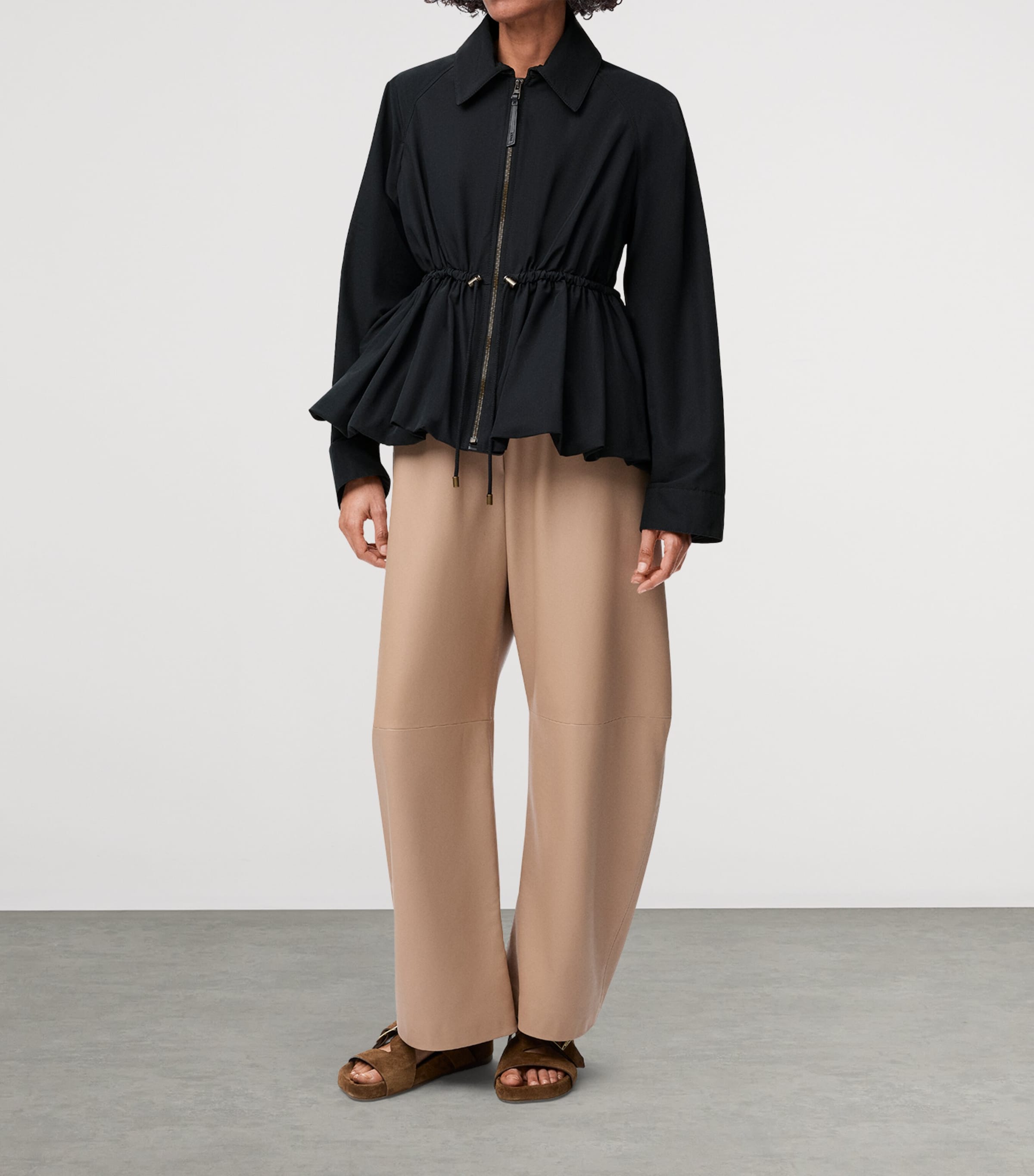 LOEWE ドローストリング コットンブレンド ジャケット SOFT COW LEATHER LONG BELT(FREE SIZE Black): Ground Y｜THE