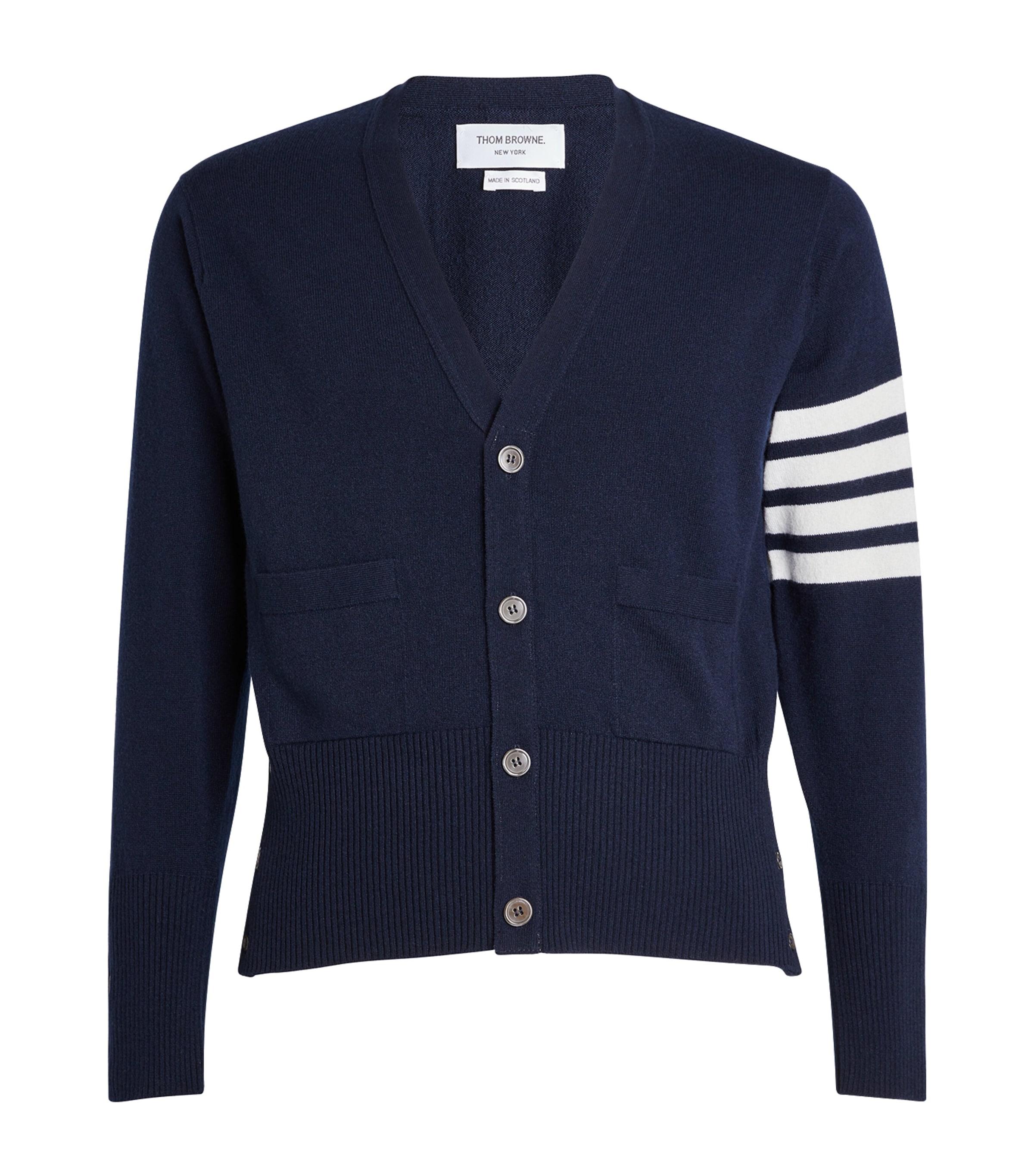 Thom Browne 4-bar Cotton Cardigan For In Navy