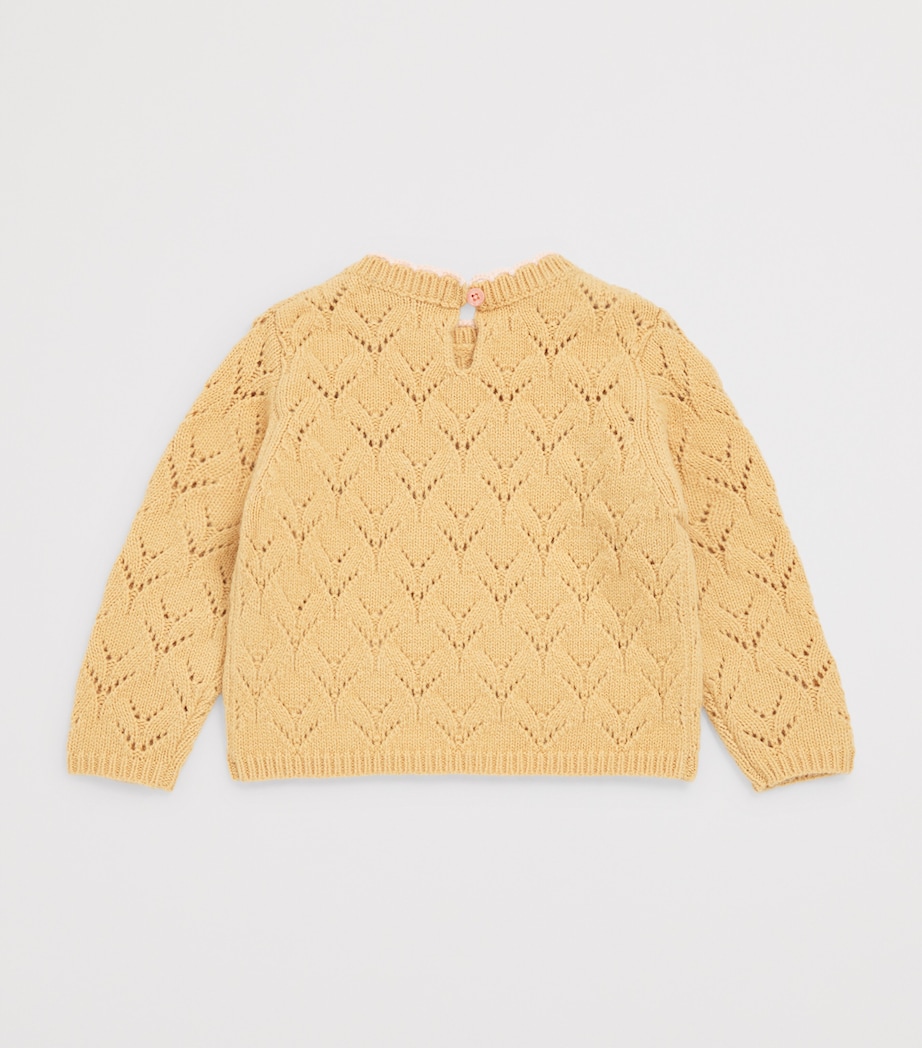 Louise Misha Jadeli Embroidered Sweater (3-24 Months) Honey Image 2