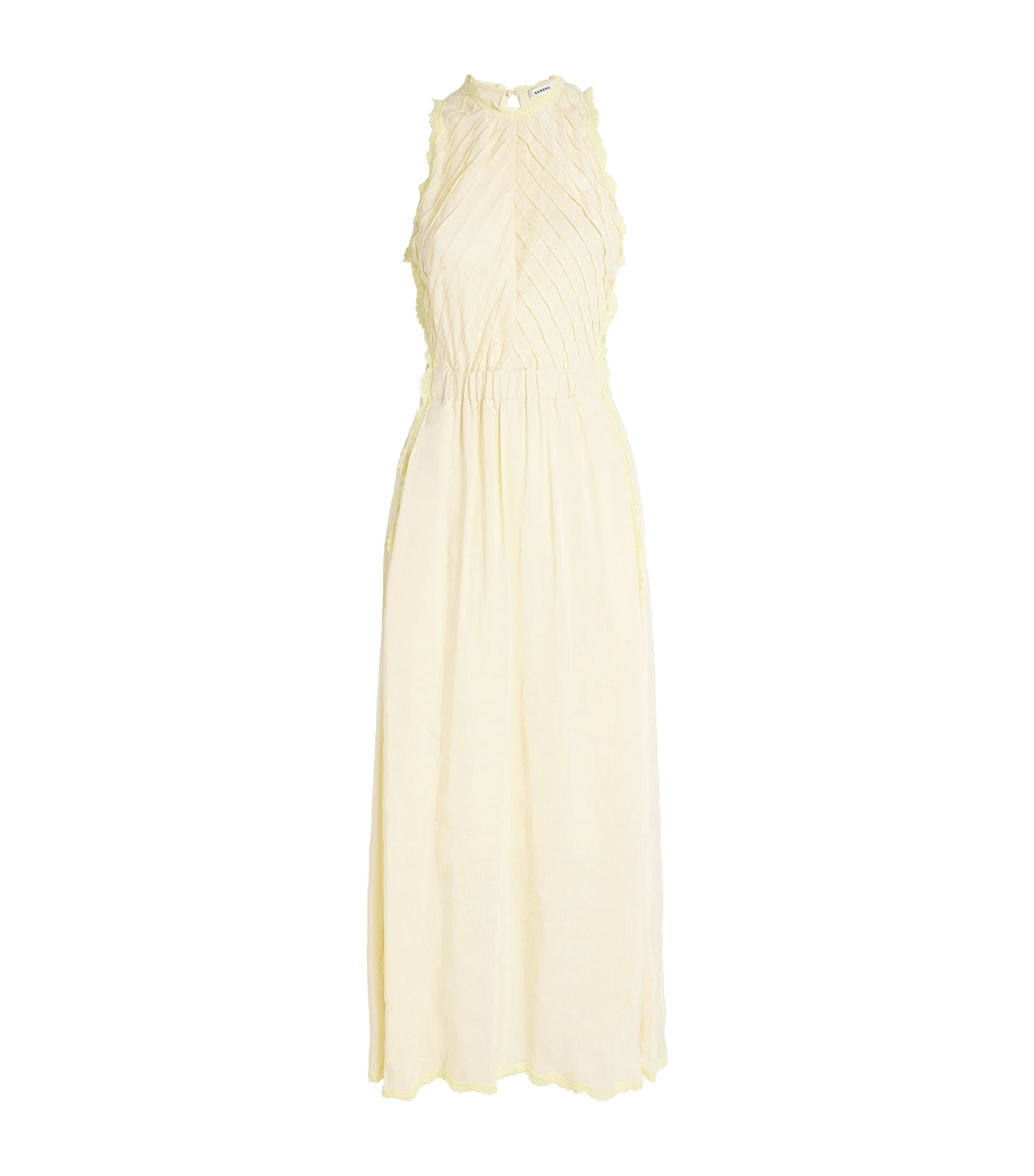 Sandro Linen-blend Maxi Dress In Yellow