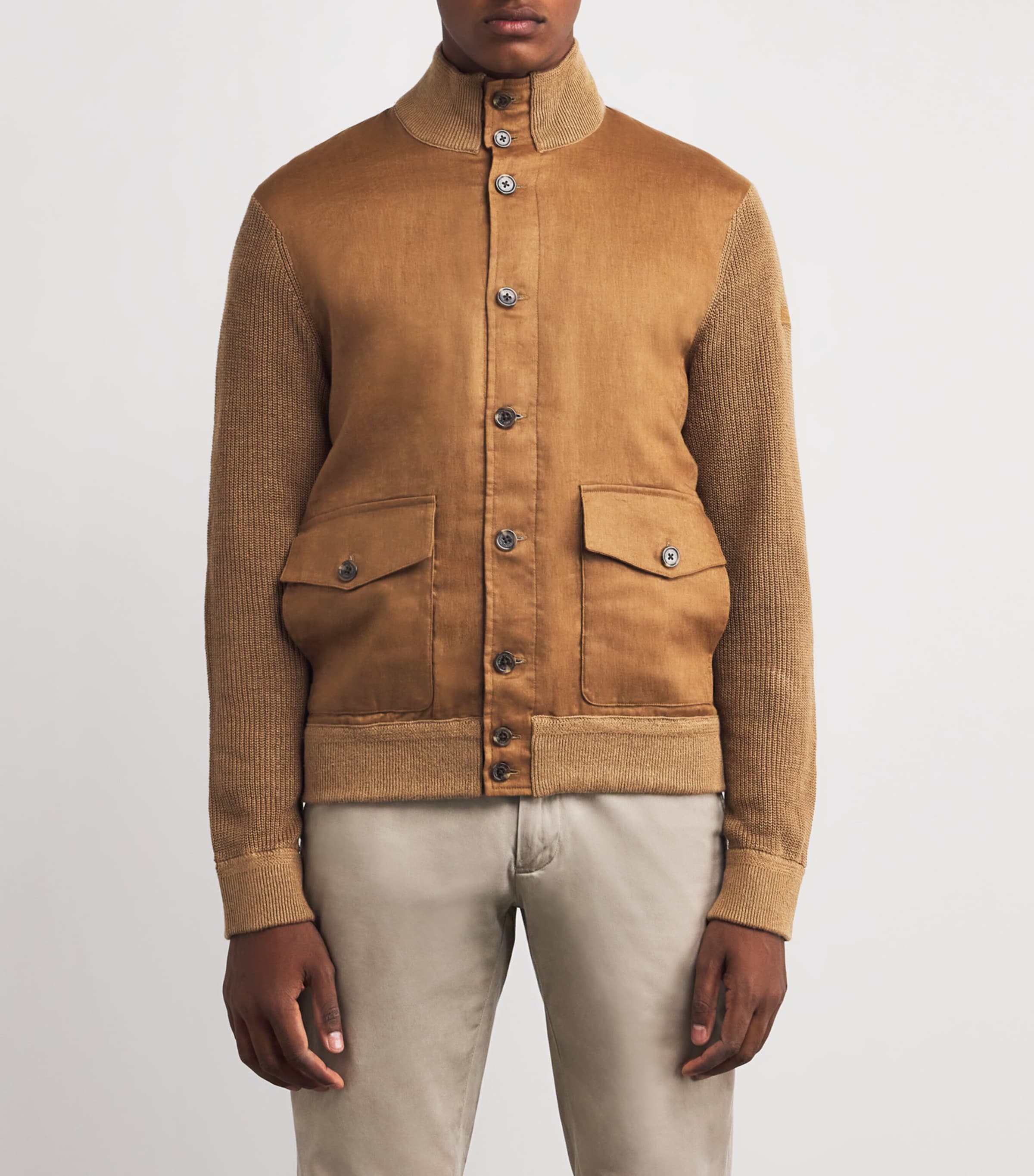 Polo Ralph Lauren Mens Linen Cardigan Brown Image 3