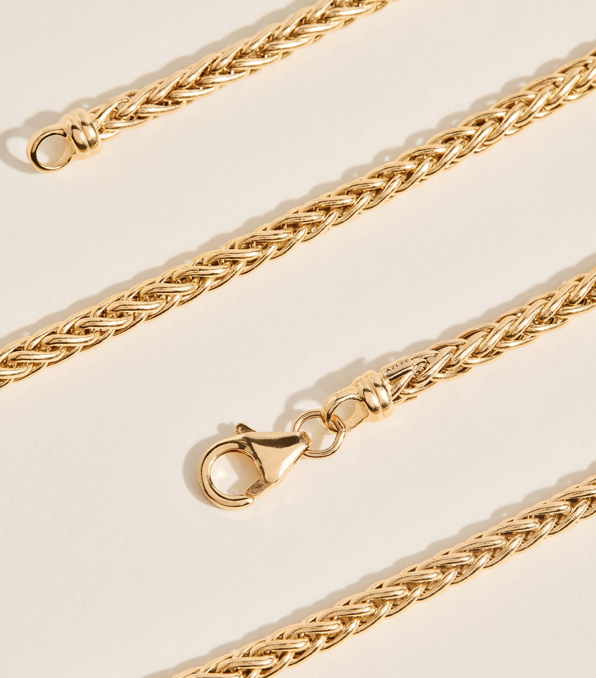 Azlee Small Woven Chain Necklace Yellow Gold Image 4