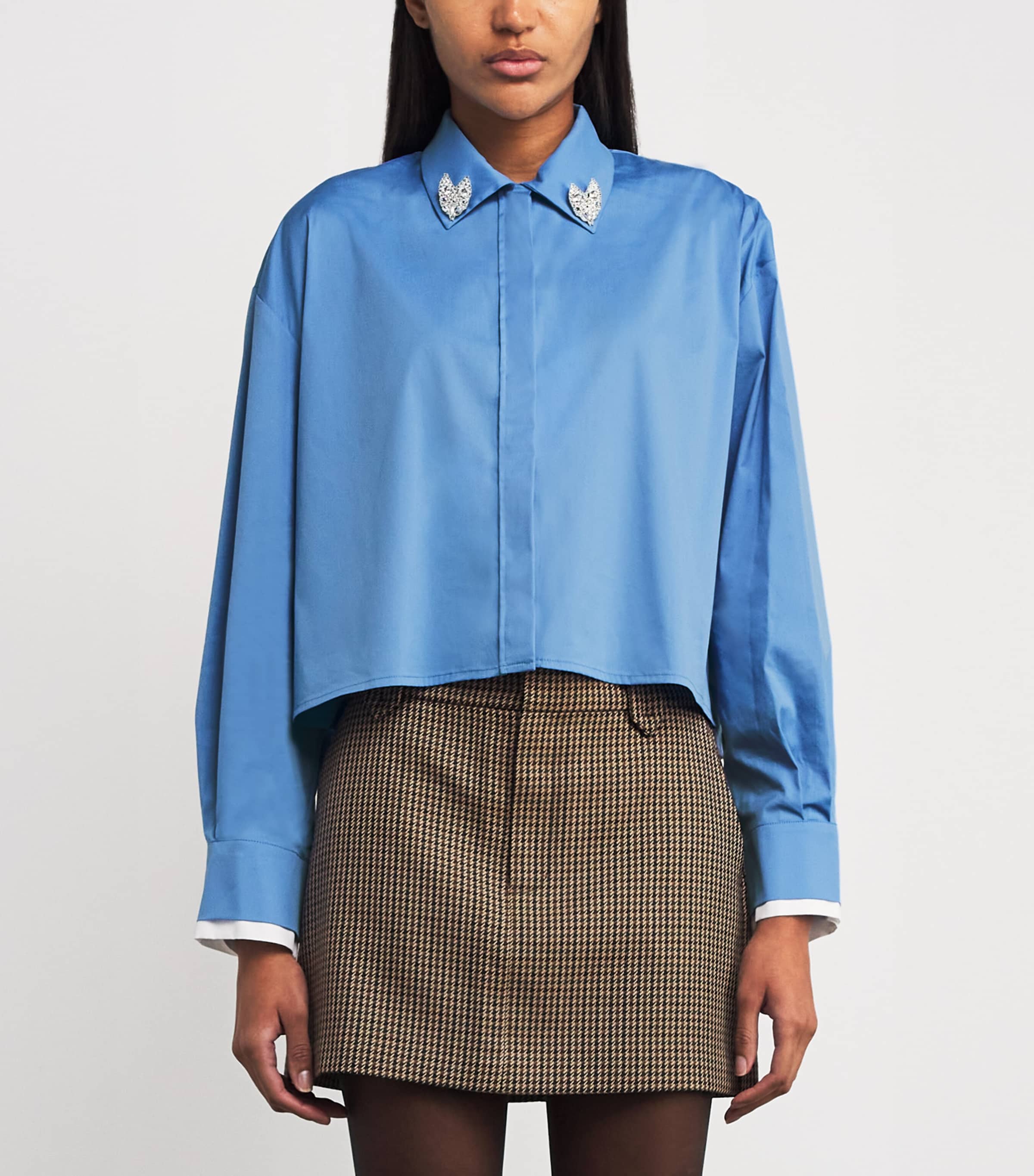 Rhinestone-Collar Shirt BLUE Image 3