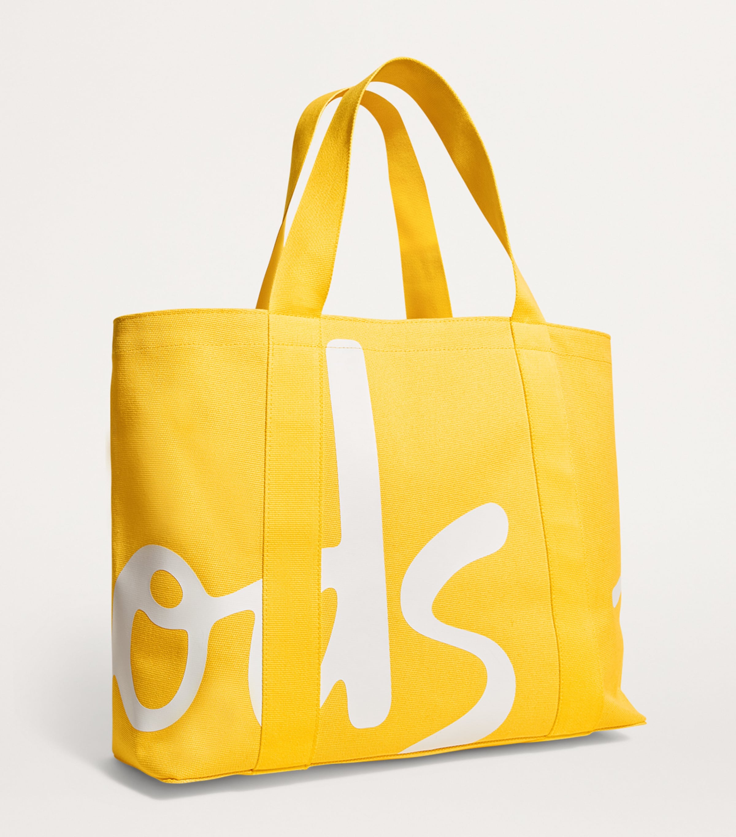Medium Cotton Logo Tote Bag YELLOW Image 3