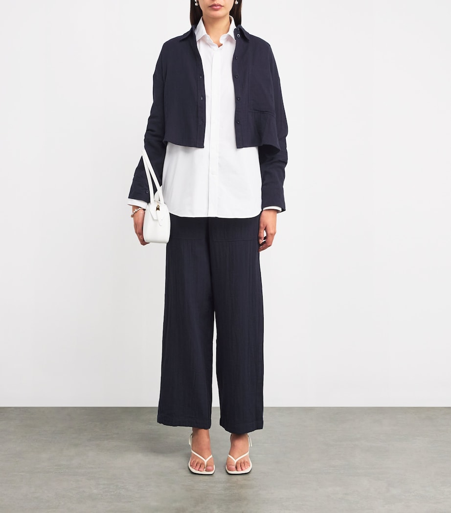 Cotton Drawstring Trousers NAVY Image 2