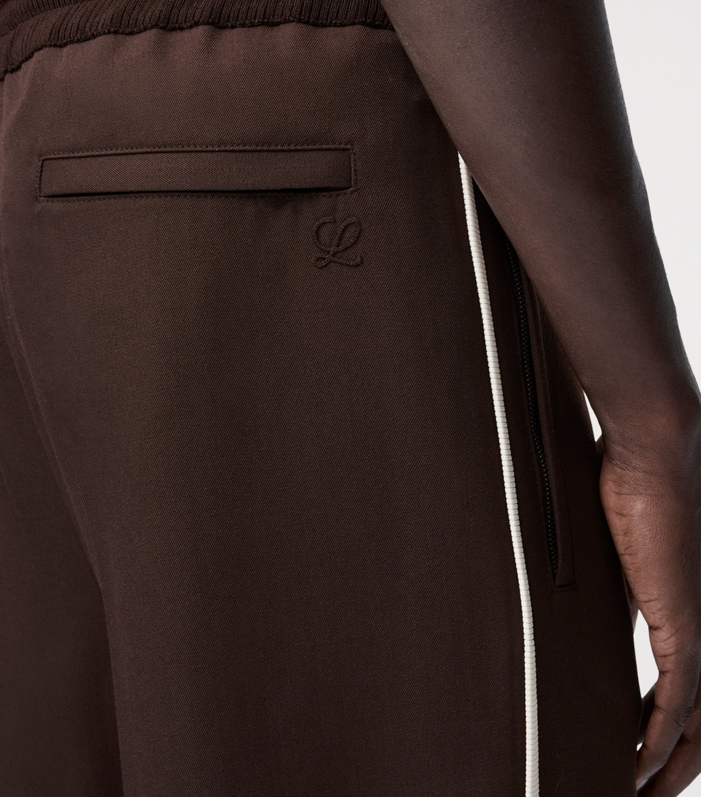 Wool-Blend Drawstring Trousers BROWN Image 5