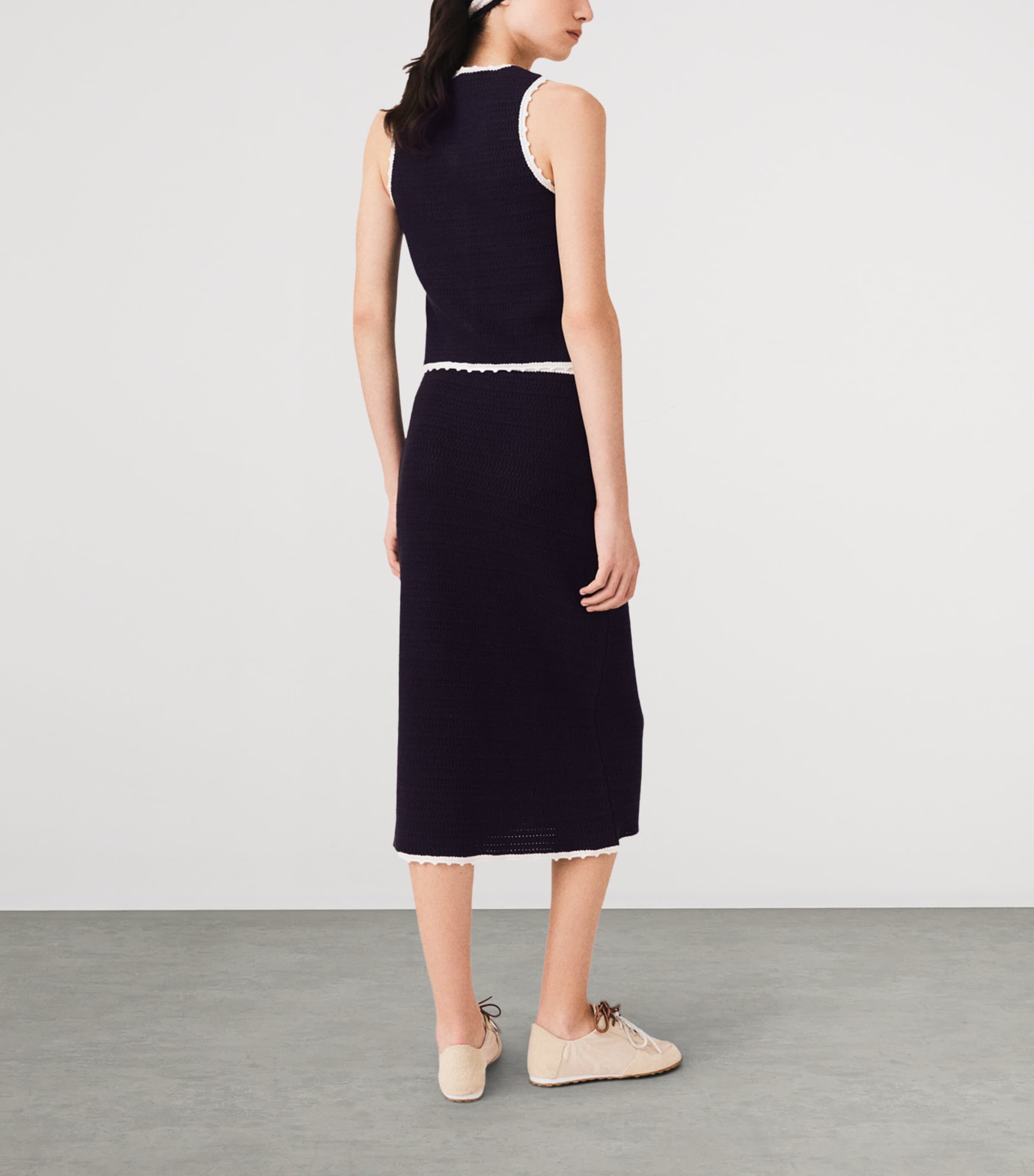 Maje Womens Knitted Midi Skirt Navy Image 4