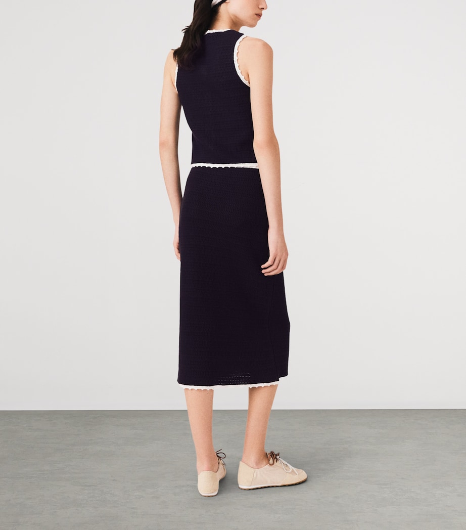 Maje Womens Knitted Midi Skirt Navy Image 4