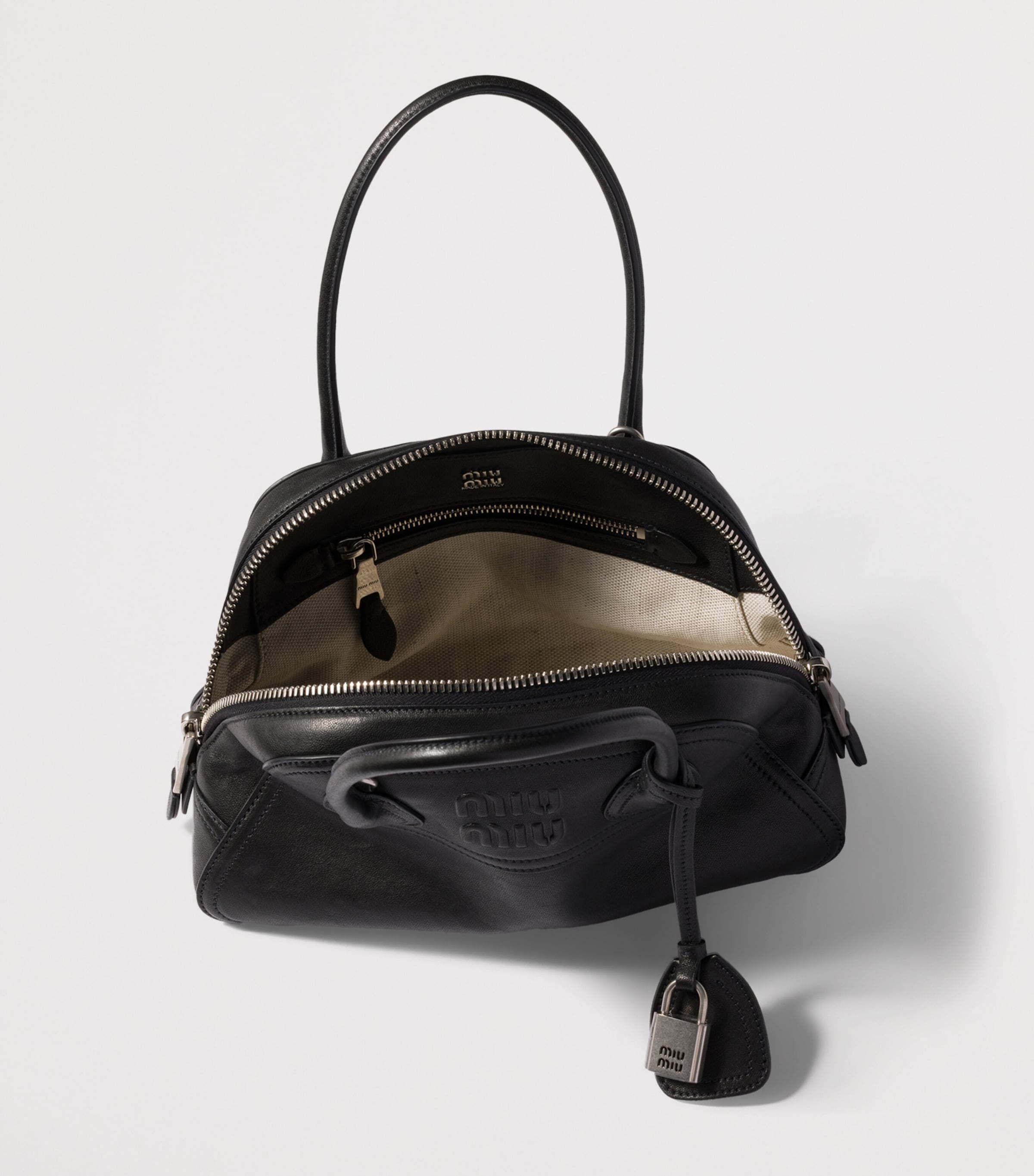 Miu Miu Nappa Leather Vivant Top-Handle Bag Black Image 5
