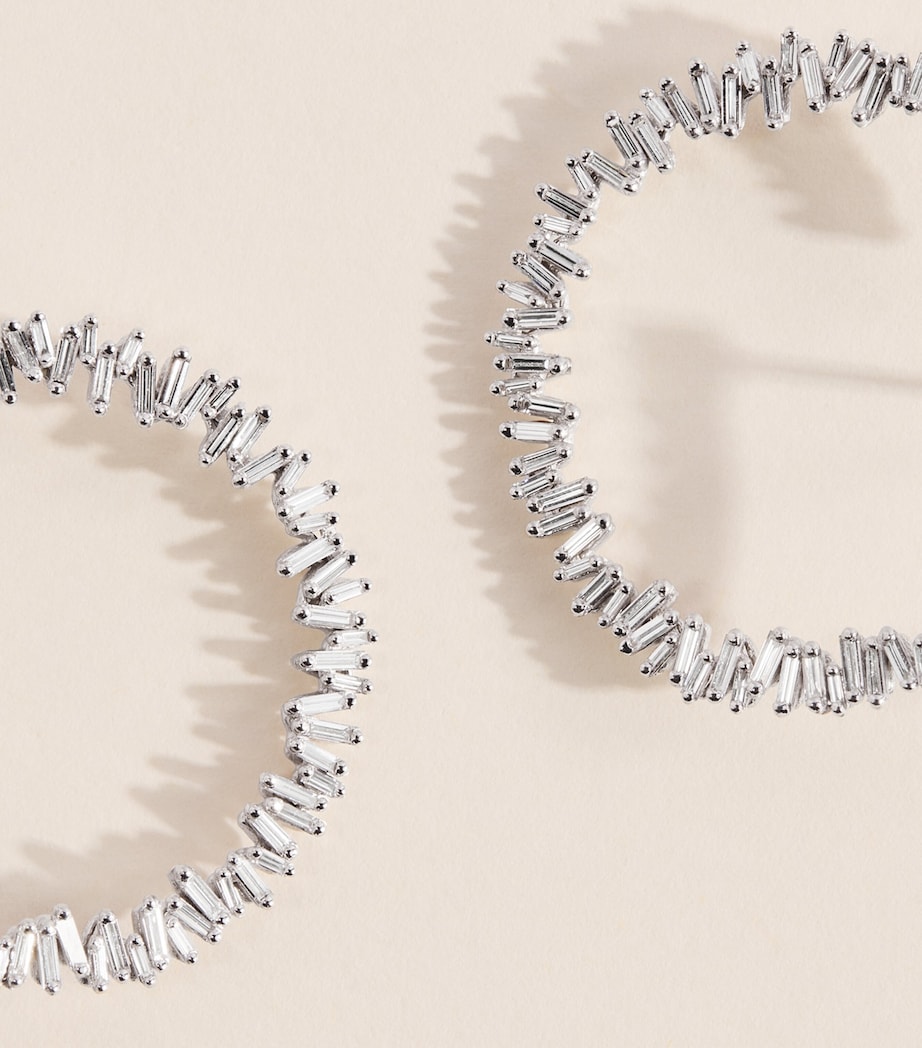 Suzanne Kalan White Gold and Diamond Sideways Hoop Earrings Wg/wd Image 4