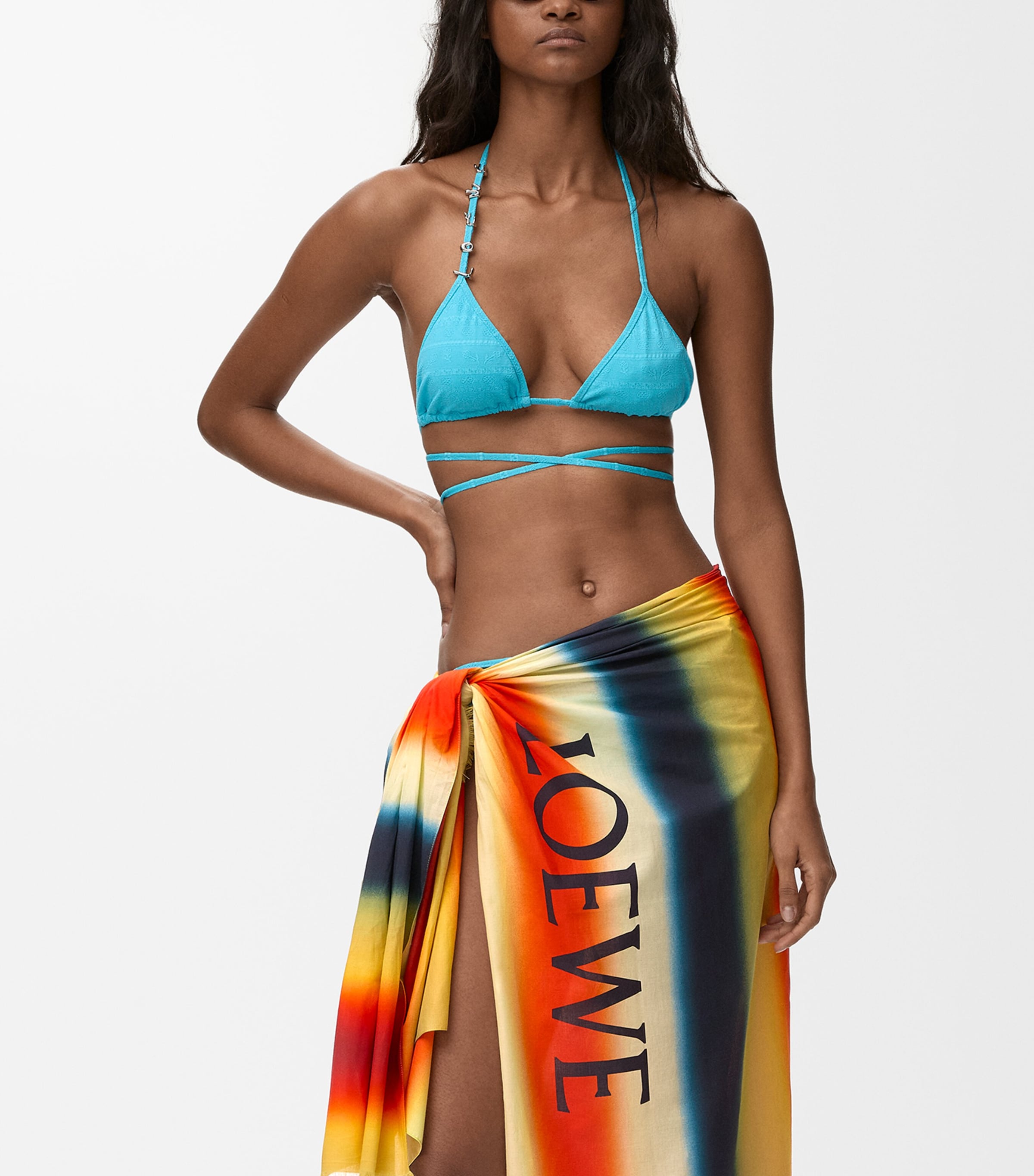 LOEWE Womens x Paula's Ibiza Cotton Stripe Pareo Orange/multicolor Image 3