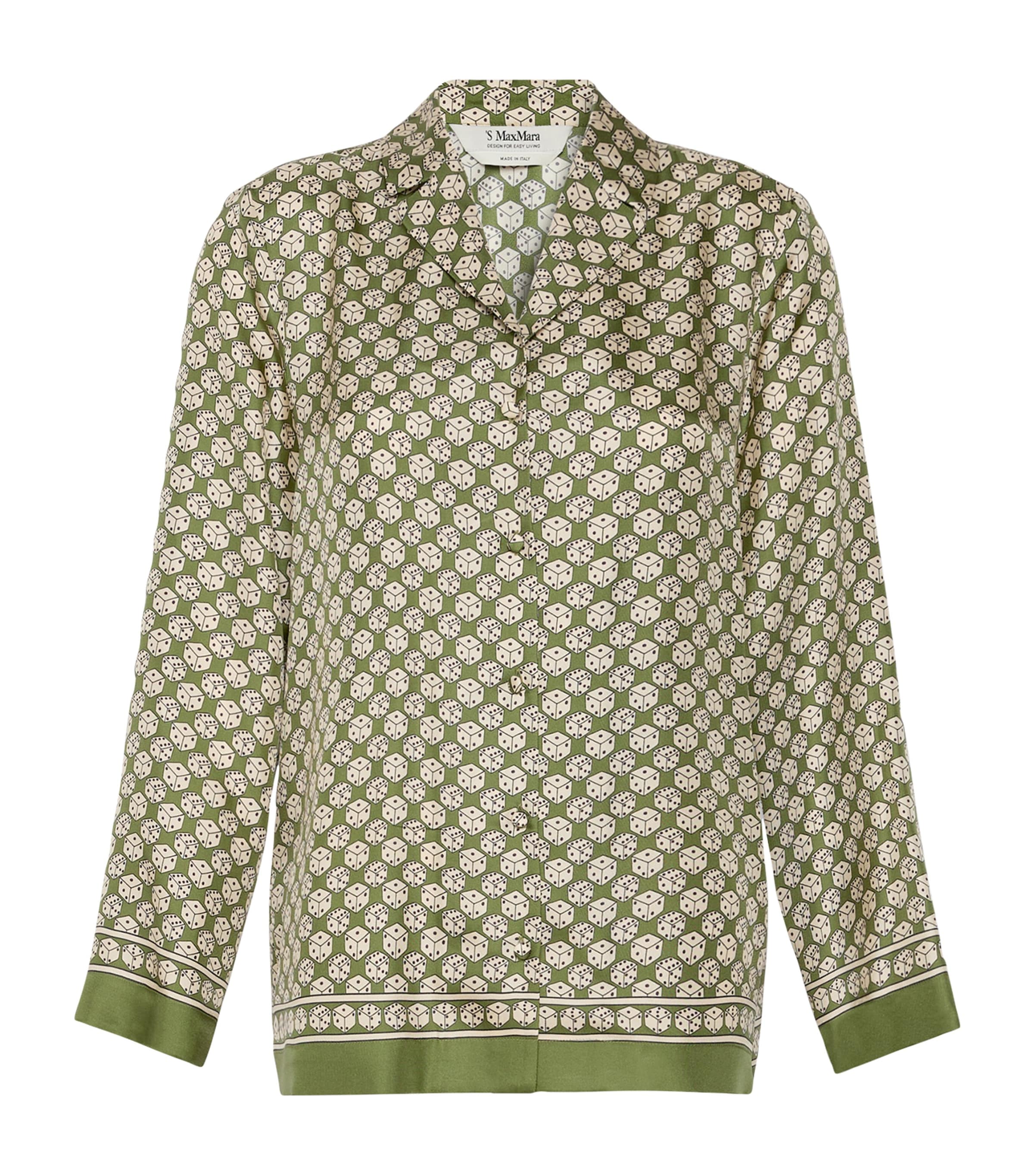 Max Mara Womens Silk Dice Shirt Kaki Image 1