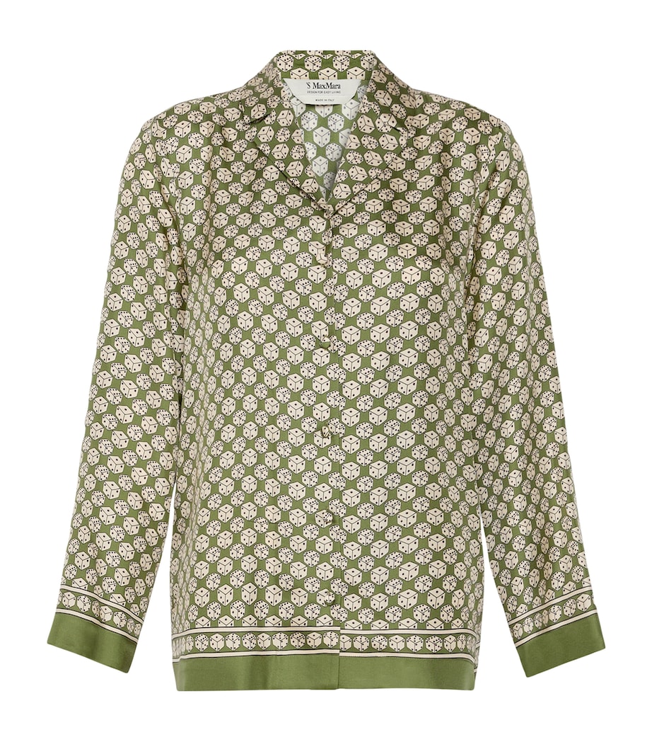 Max Mara Womens Silk Dice Shirt Kaki Image 1