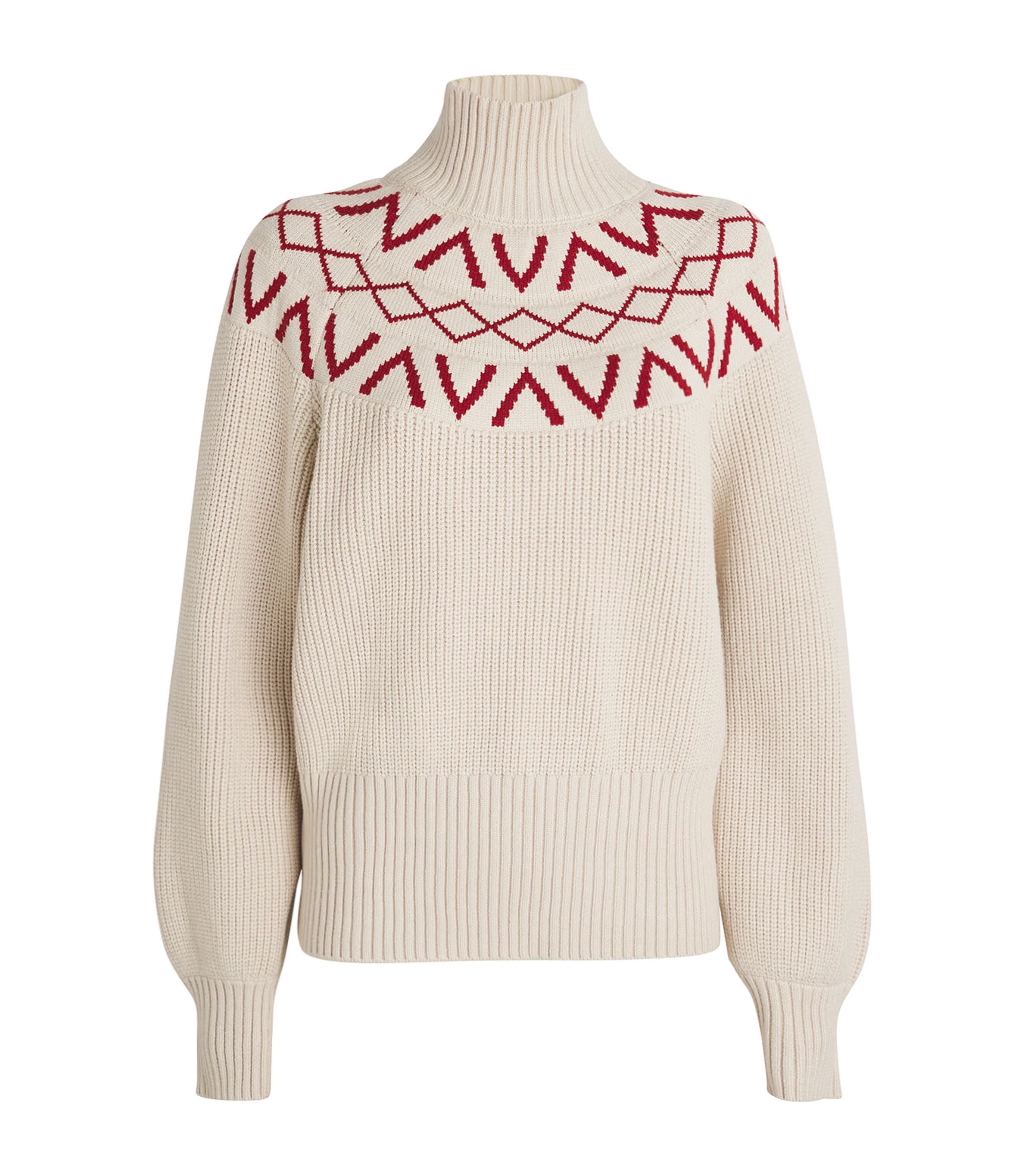 Varley Womens Knitted Fair Isle Marcie Sweater Silver Birch Image 1