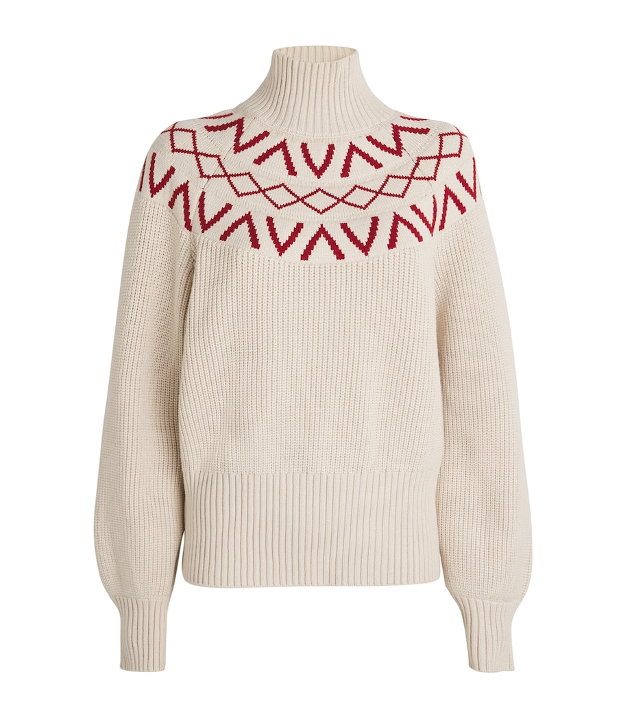 Varley Womens Knitted Fair Isle Marcie Sweater Silver Birch Image 1