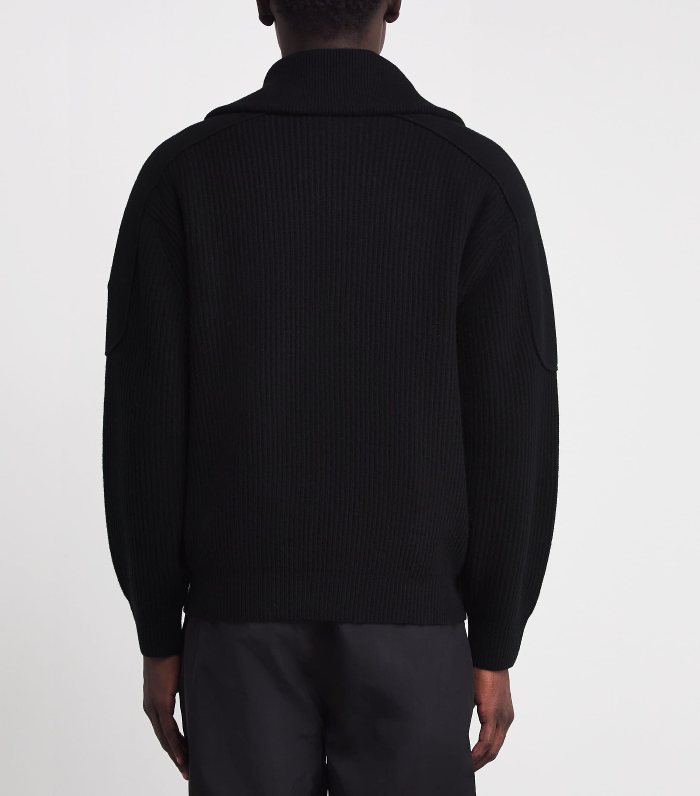 Wool Ribbed Zip-Up Cardigan BLACK - 292 Image 4