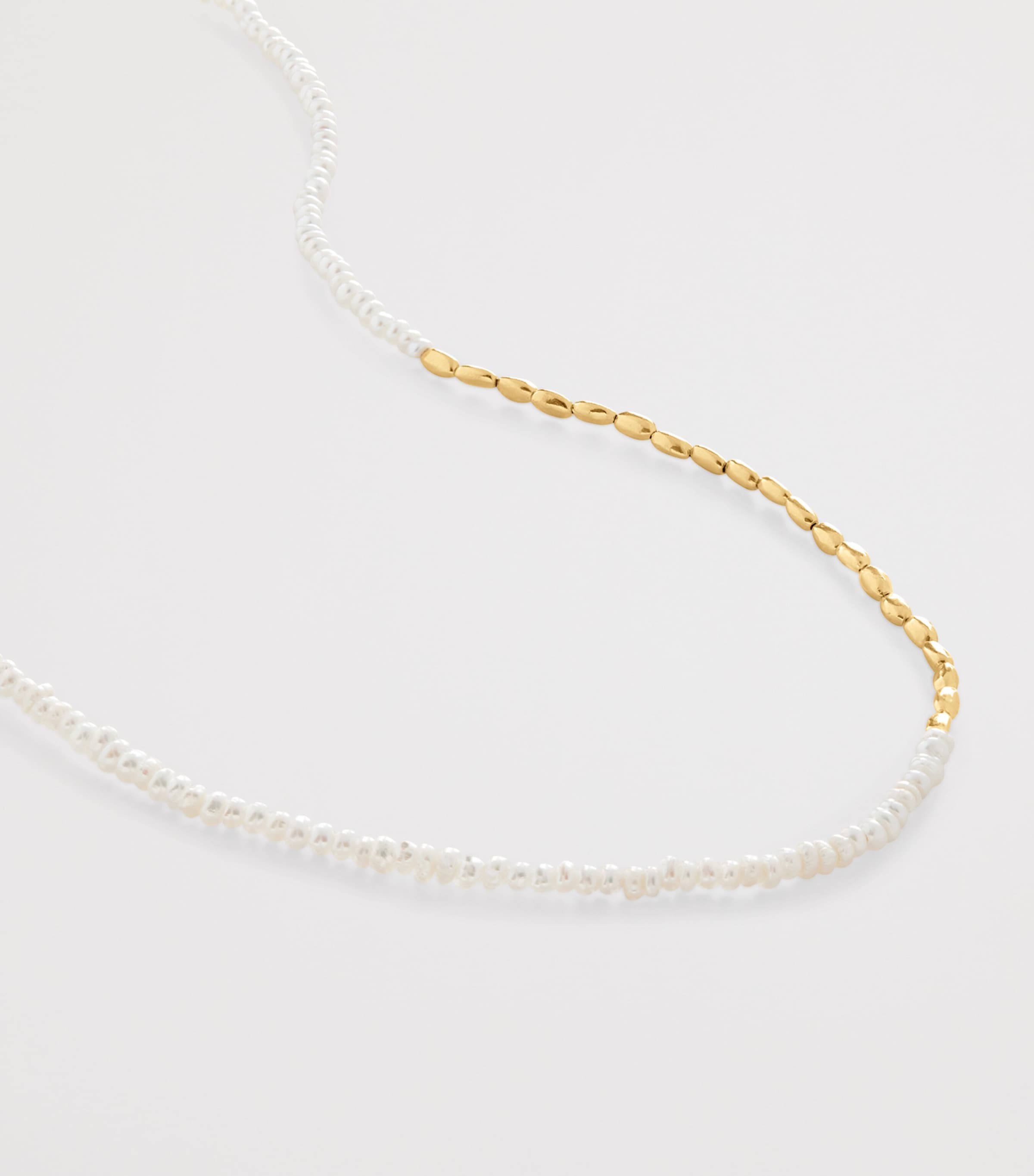 Monica Vinader Gold Vermeil and Baroque Pearl Mini Nugget Gemstone Beaded Necklace Gold Vermeil Image 3